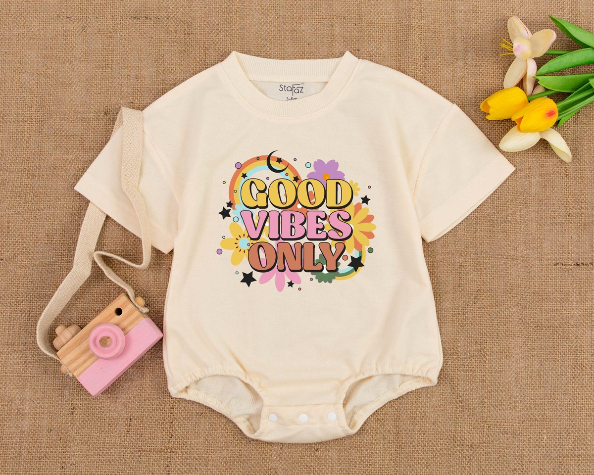 Good Vibes Only  Vintage Summer Baby Romper Hippie Baby Romper  Vintage Birthday Outfit Boho Bod