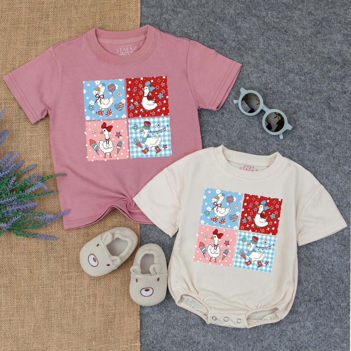 Goose Baby Girl Bubble Romper Independence Day T shirts 4th Of July Baby Clothes Patriotic Youth Out 430