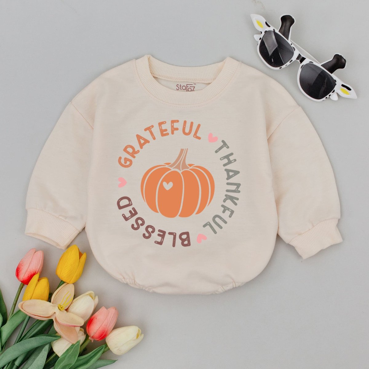 Grateful Thankful Blessed Retro Natural Baby Romper Retro Fall Toddler sweater Autumn Kids Clothes P 173
