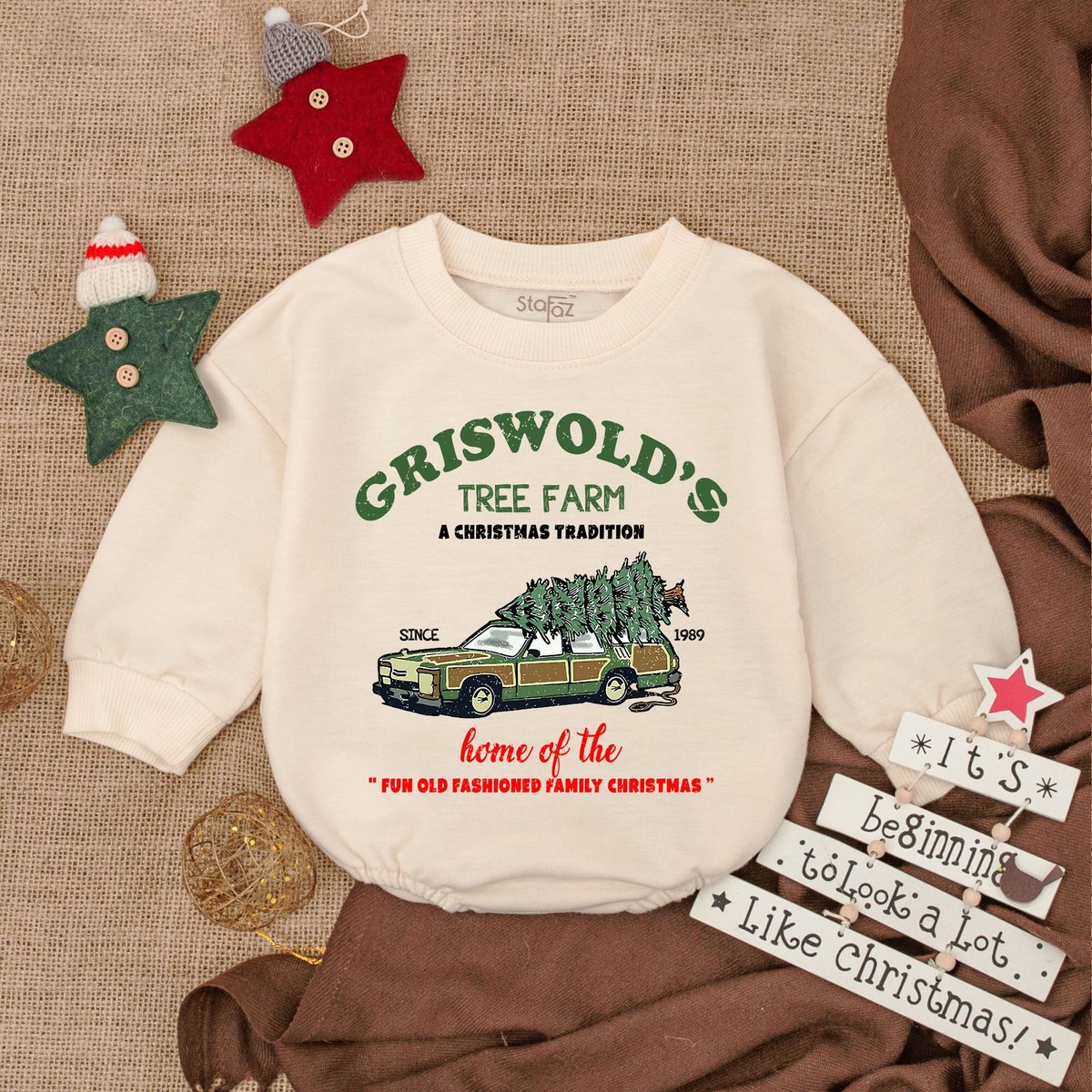 Griswolds Tree Farm Baby Christmas Fun Old Fashioned Family Christmas RomperChristmas Vacation Outfi