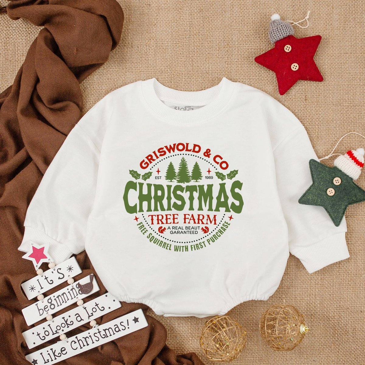 Griswolds Tree Farm Baby ChristmasFun Old Fashioned Family Christmas RomperChristmas Vacation Outfit