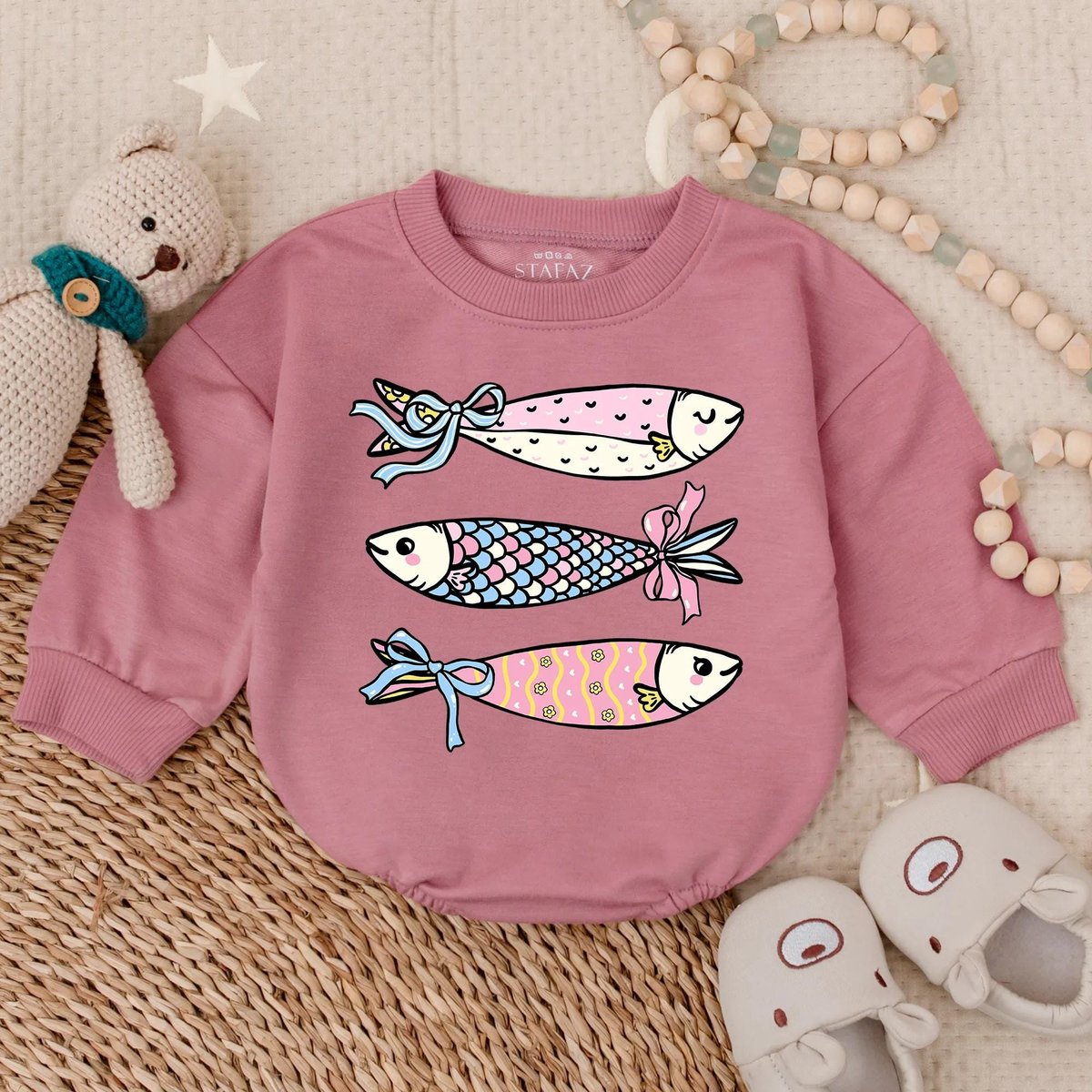 Groovy Girly Sardine Bubble Romper Pink Bow Baby Girl Outfit Unique Infant Bodysuit Vintage Style Gi