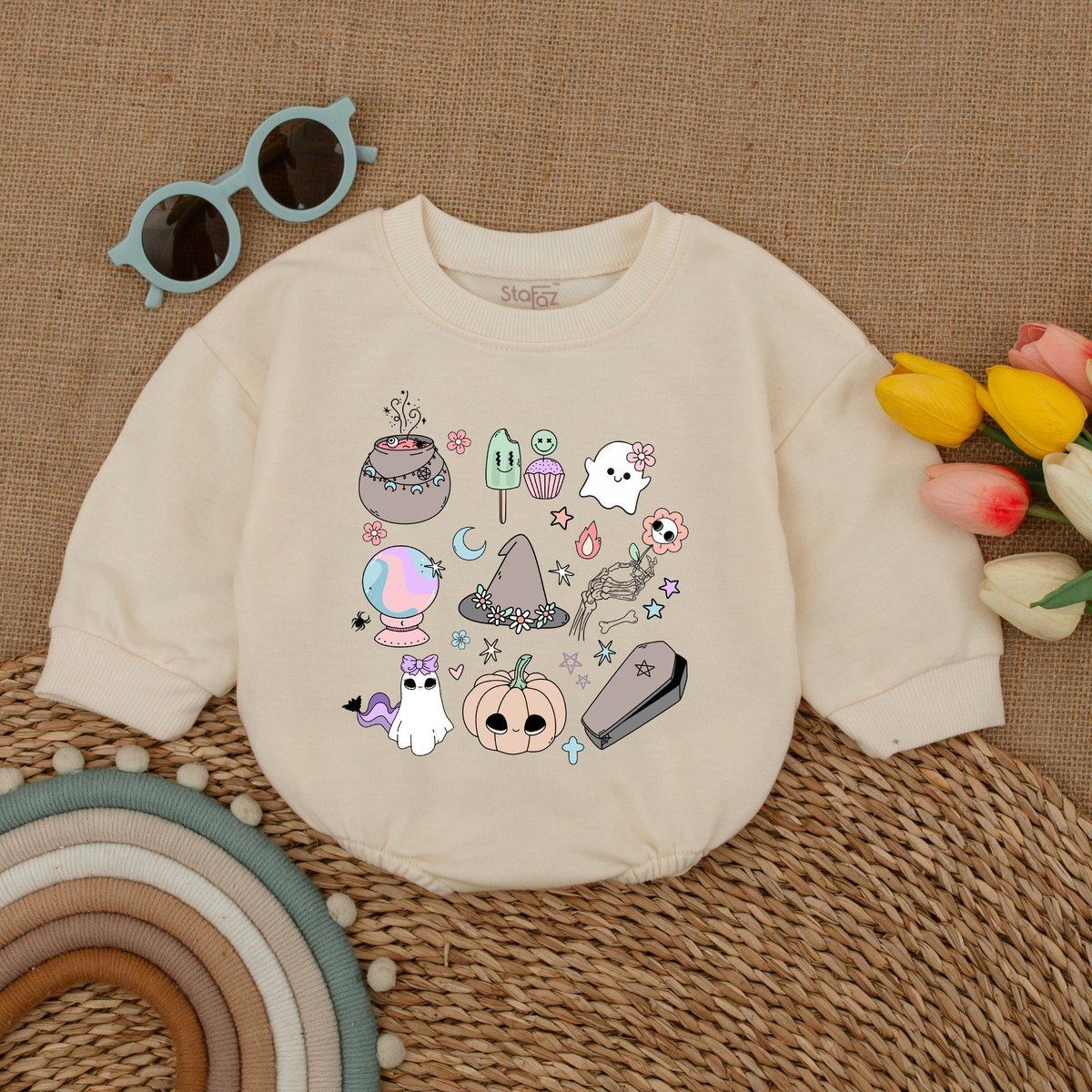 Groovy Halloween Baby Romper Halloween Baby Bodysuit Retro Fall Baby Bodysuit Fall Baby Outfit Autum 175