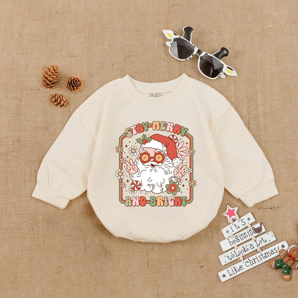 Groovy Santa Claus RomperFunny Christmas Baby RomperChristmas Baby ClothesChristmas Gift Baby Cozy C