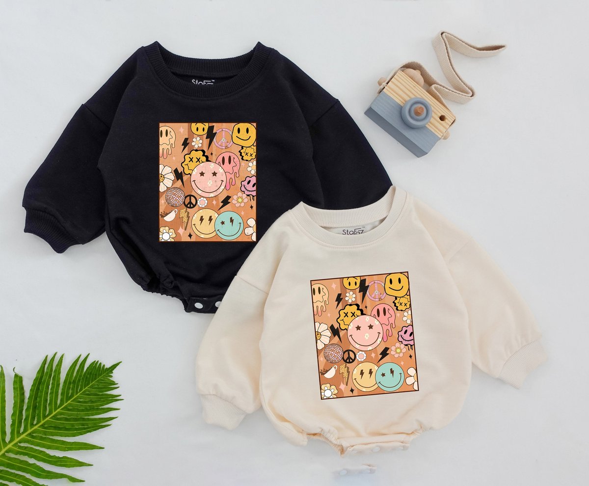 Groovy Smile face Romper Retro Birthday Smile face Baby and Toddler Romper Smile Face Birthday Out