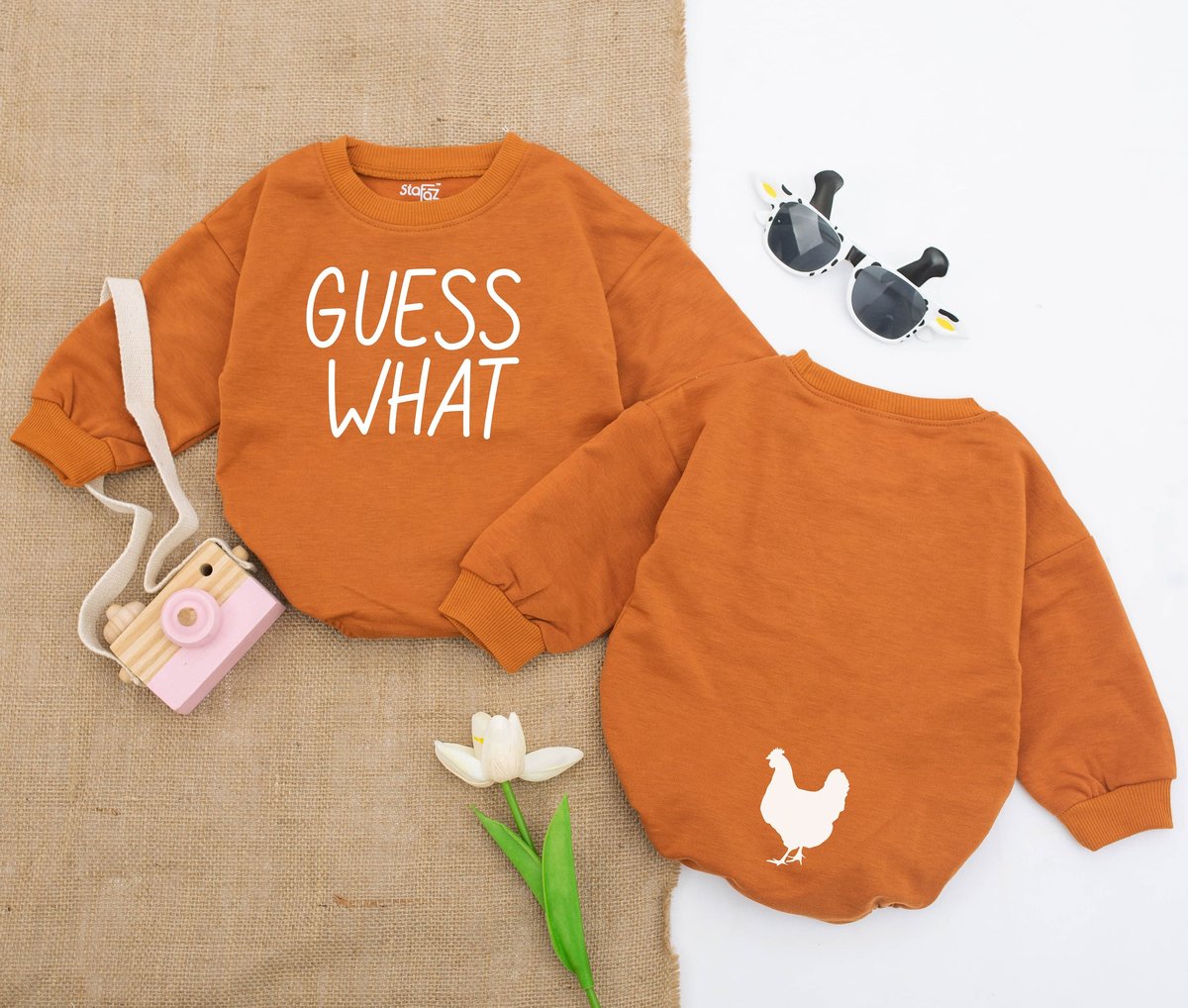 Guess What Chicken Butt Baby Romper  Funny Baby Bodysuit Gender Neutral Outfit Baby Shower Gift Dou 153