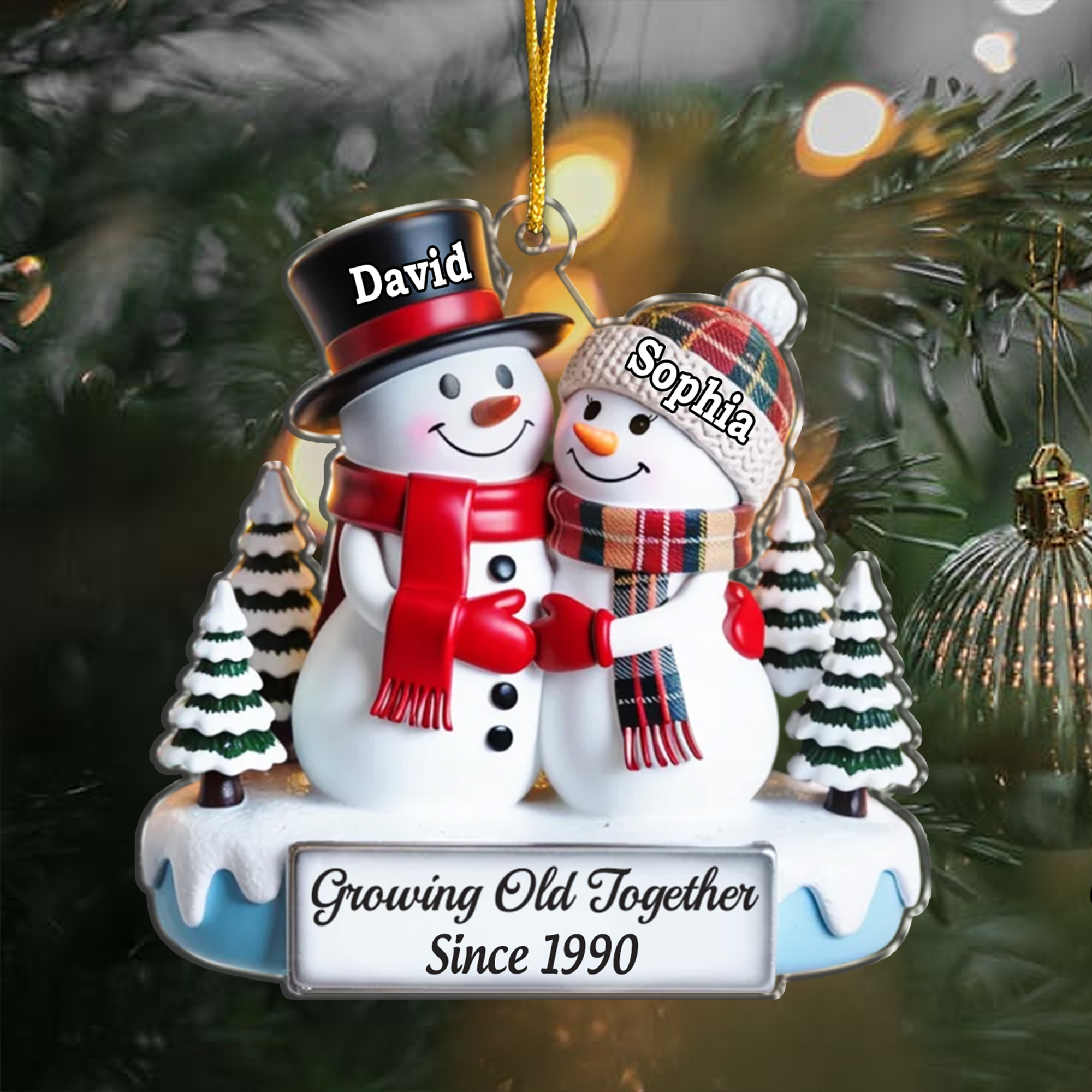 Personalized Snowman Couple Ornament  Acrylic Growing Old Together  Christmas Gift for Couples-ASO-OAO2D
