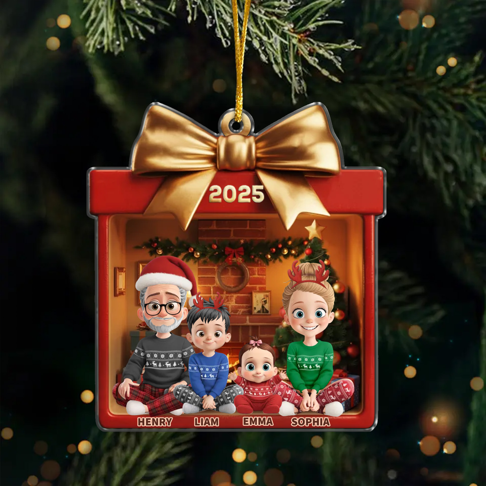 Personalized Cartoon Family Ornament  Acrylic Gift Box Diorama  Christmas Keepsake Gift for The Family 2025-ASO-84WLF