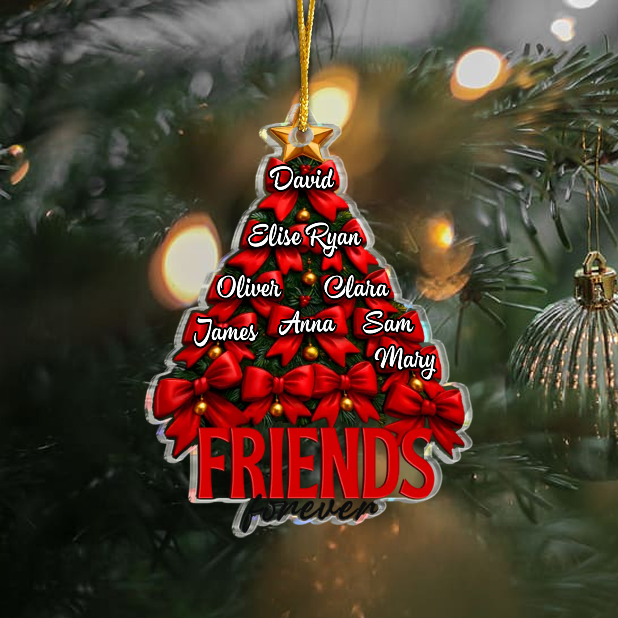 Personalized Friends Christmas Tree Ornament - Acrylic Custom Name Holiday Decor for Besties-ASO-0C4BL