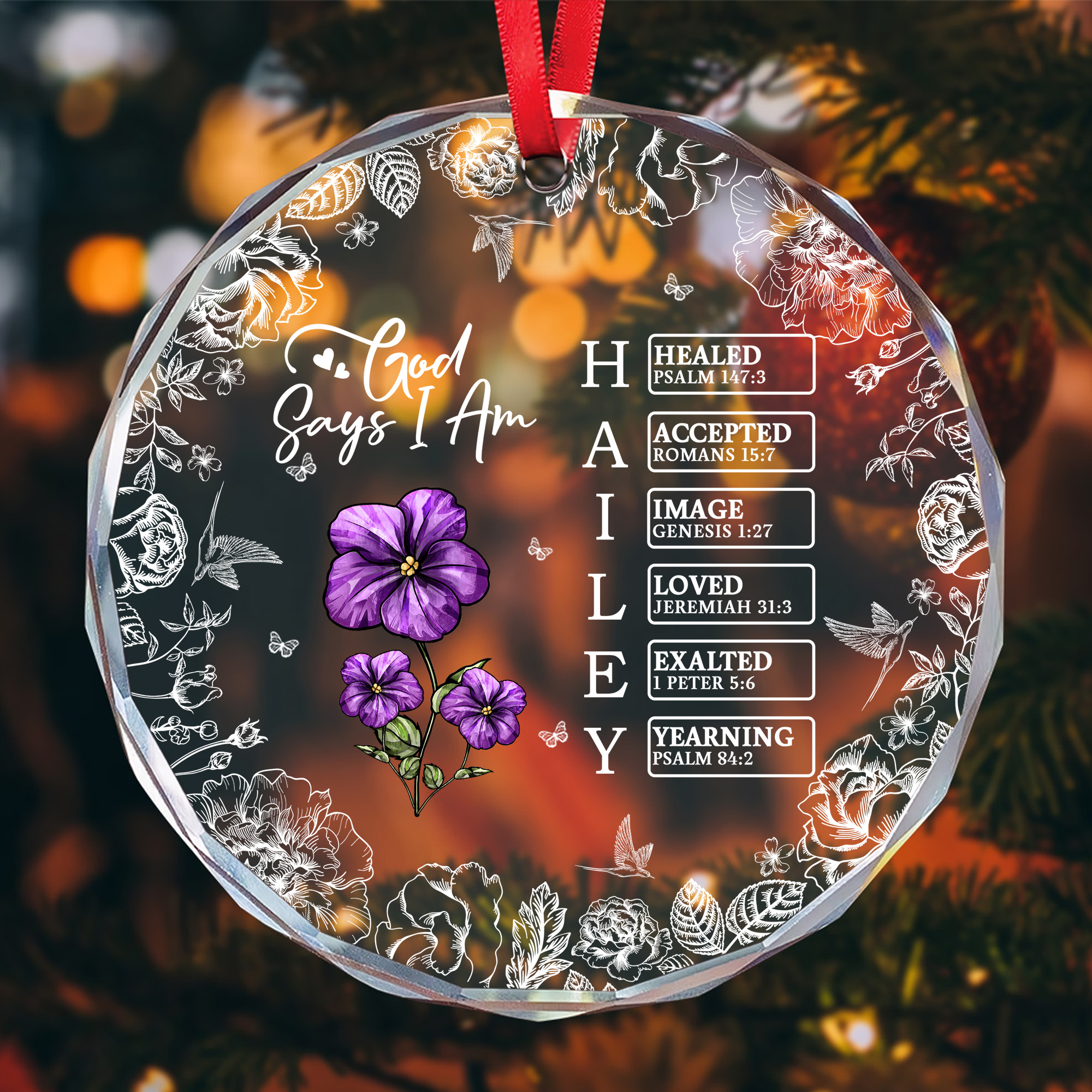 Personalized God Says I Am Glass Ornament  Custom Name  Bible Verse Keepsake for Christians-GLO-WQDDT