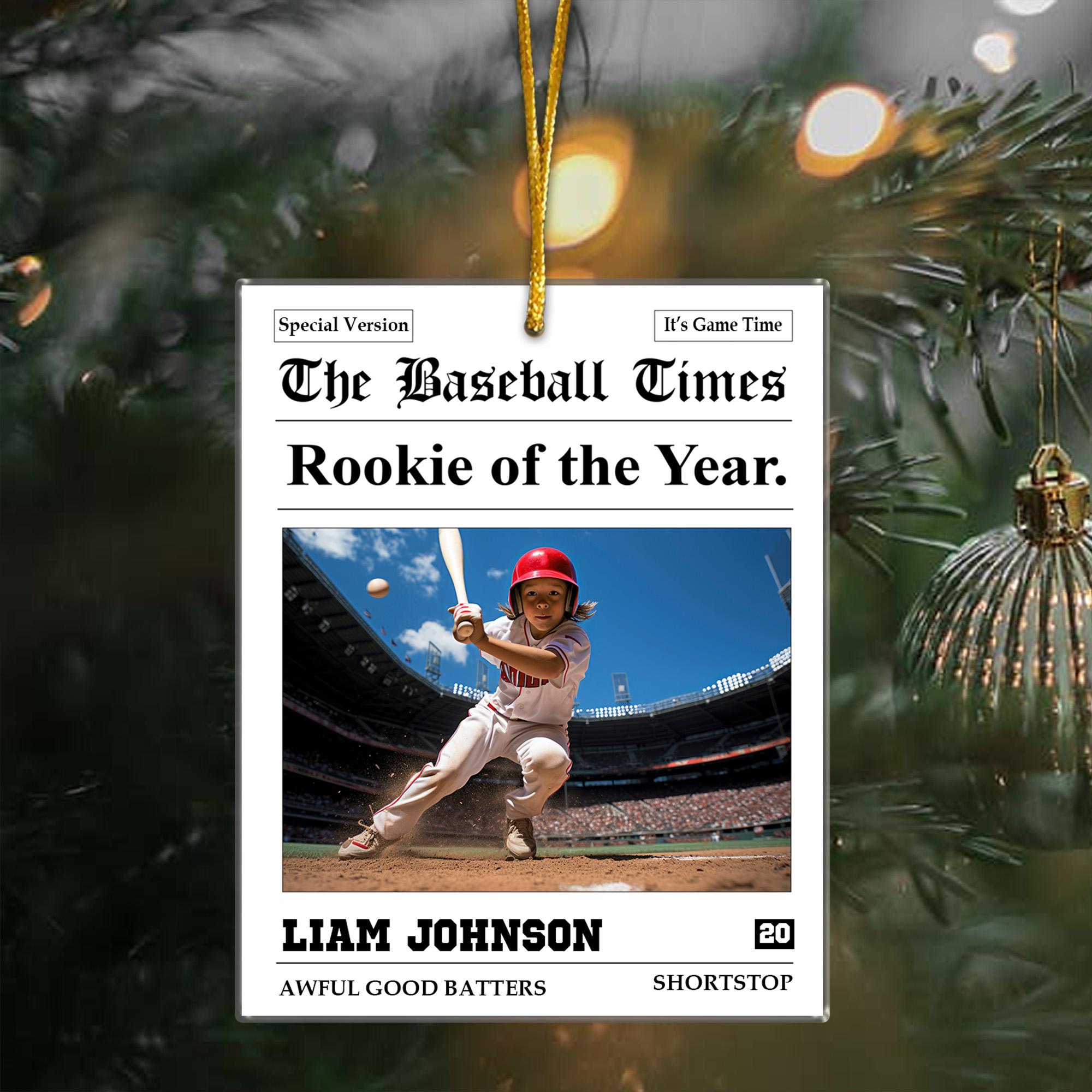 Personalized Baseball Rookie of the Year Ornament Custom Photo Acrylic Keepsake Christmas Gift for Kids-ASO-XPTMX