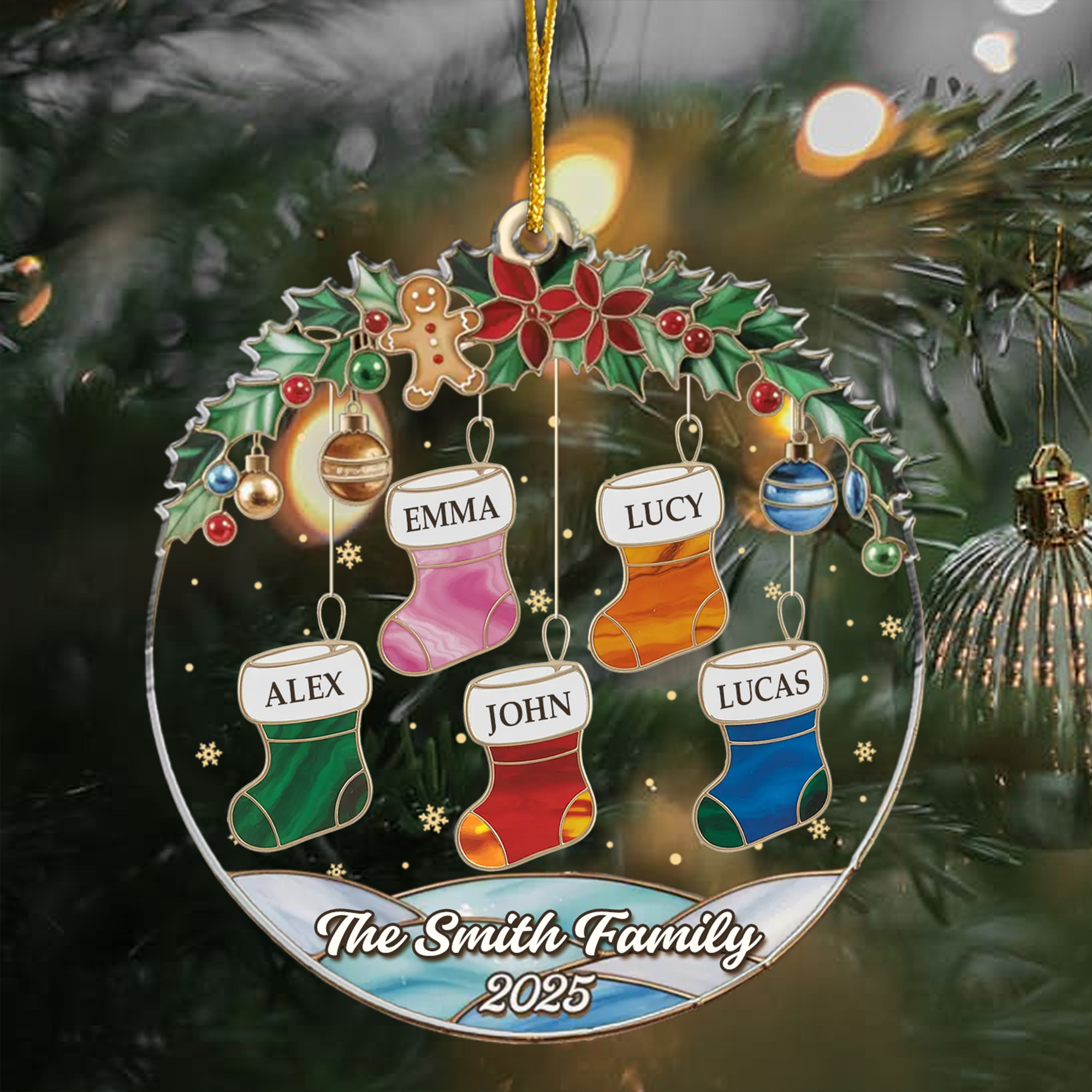 Personalized Family Christmas Stocking Ornament  Acrylic Custom Name Holiday Decor for Families 2025-ASO-PCVAB
