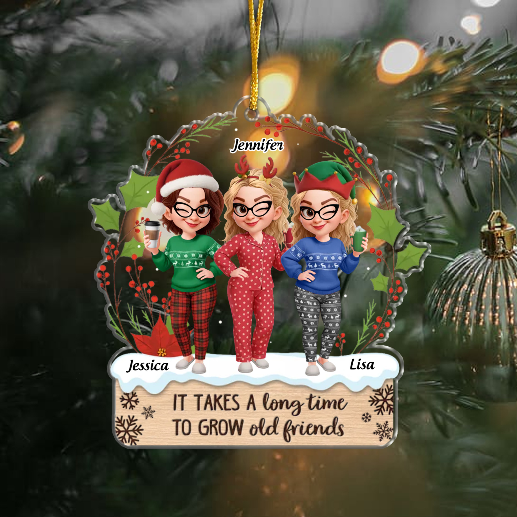 Personalized Old Friends Christmas Ornament - Acrylic Besties Holiday Gift for Women-ASO-ESFNQ