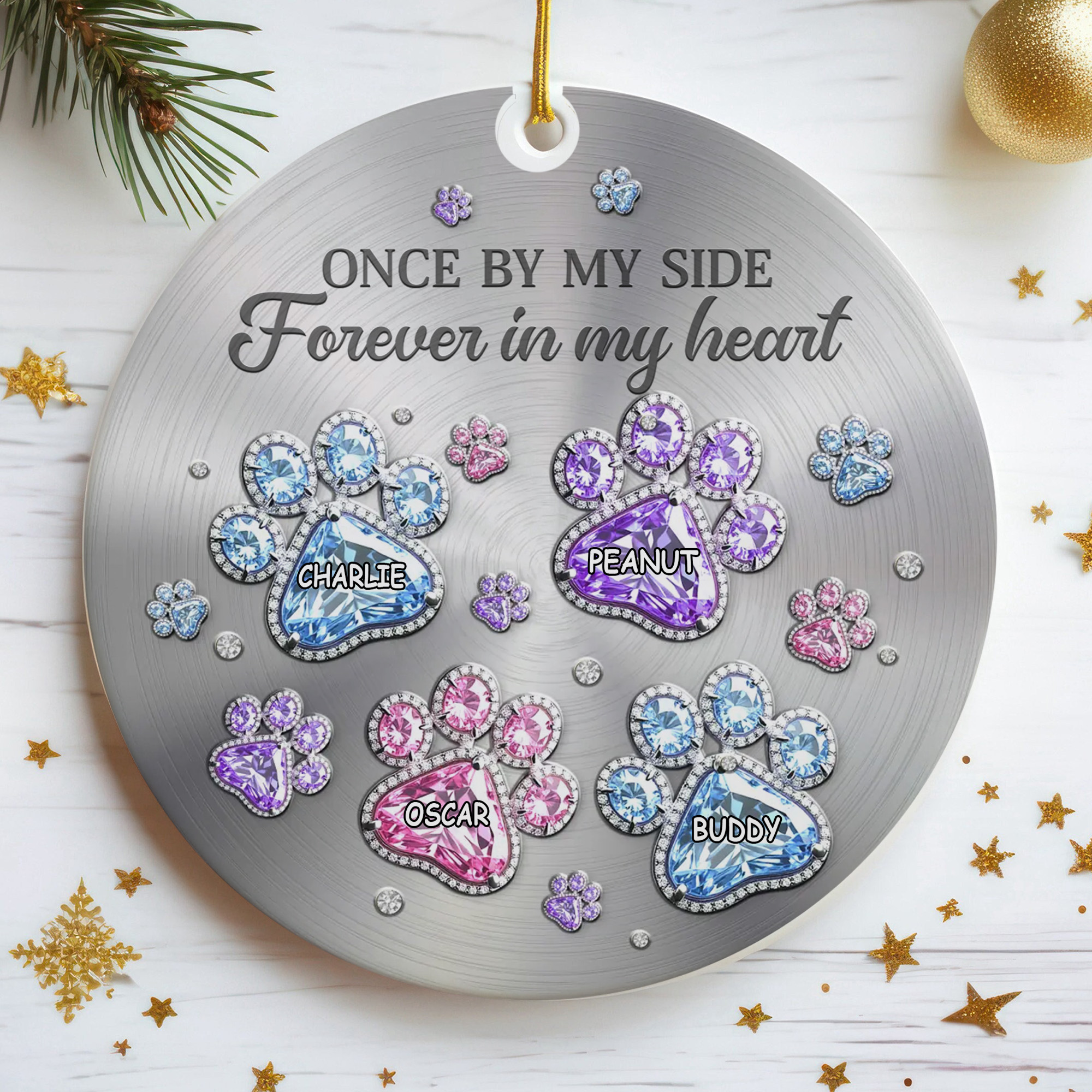 Personalized Pet Memorial Paw Print Ornament  Ceramic In Remembrance Keepsake  Christmas Gift for Pet Lovers-COR-L0GH9