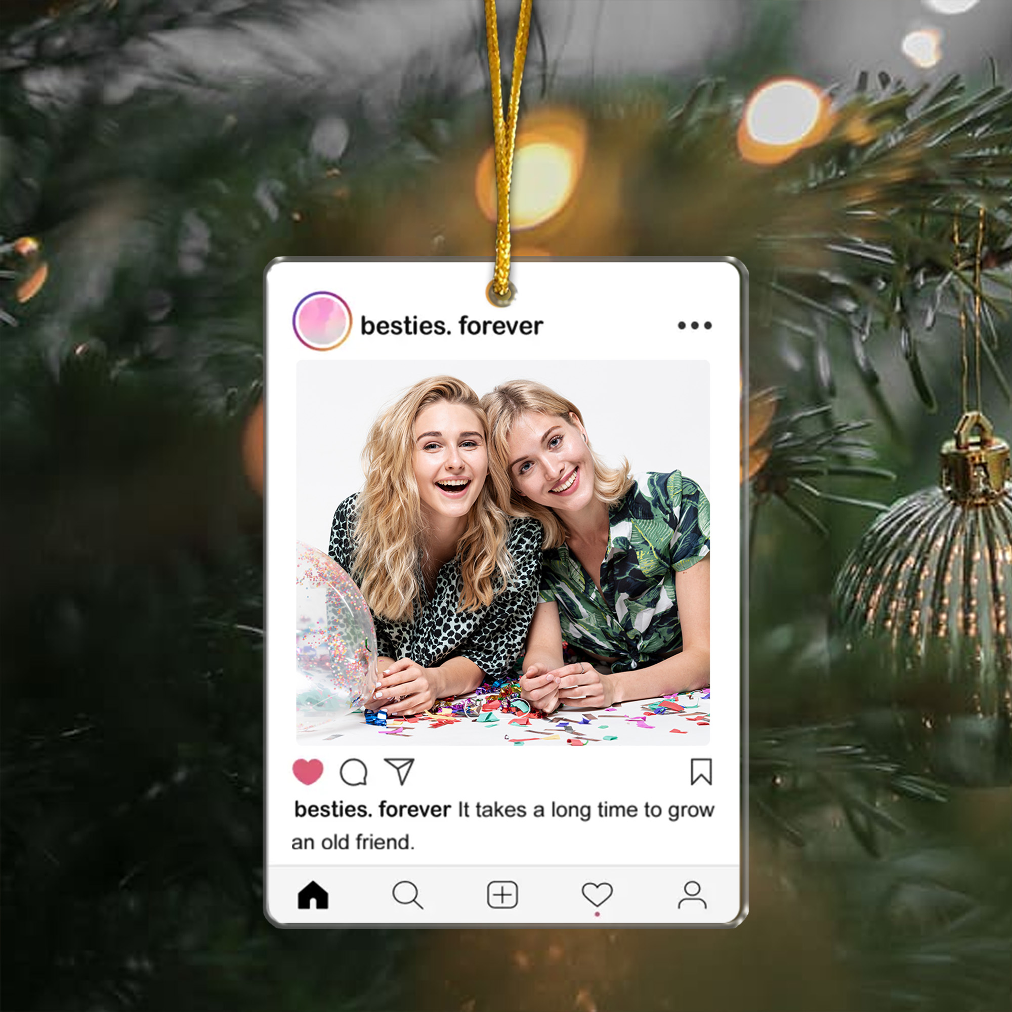 Personalized Best Friend Photo Ornament Social Media Post Acrylic Keepsake Christmas Gift for Bestie Custom Decor-ASO-94VM3