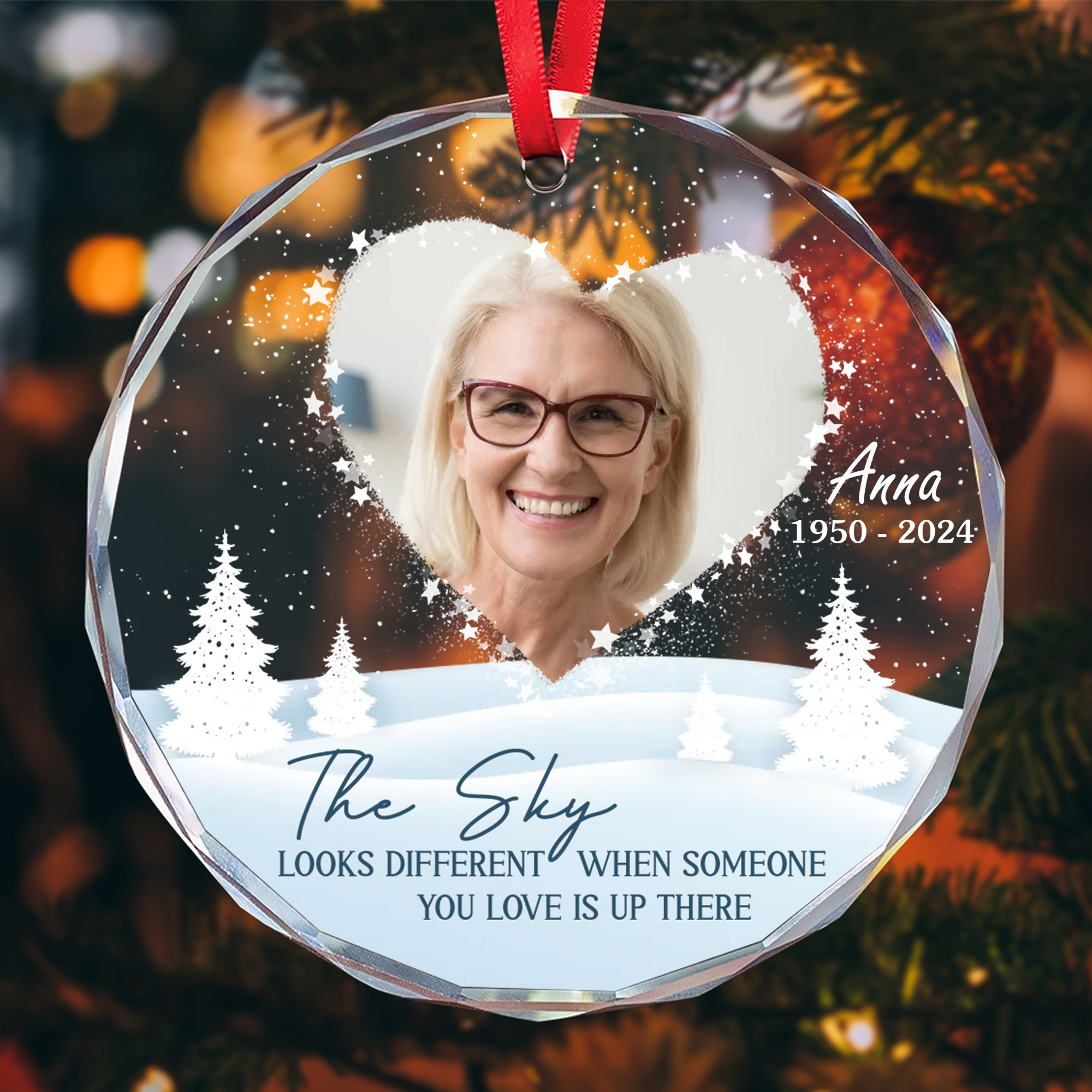 Personalized Memorial Winter Glass Ornament  Custom Photo  Name Keepsake for Loved Ones-GLO-3GO6Y
