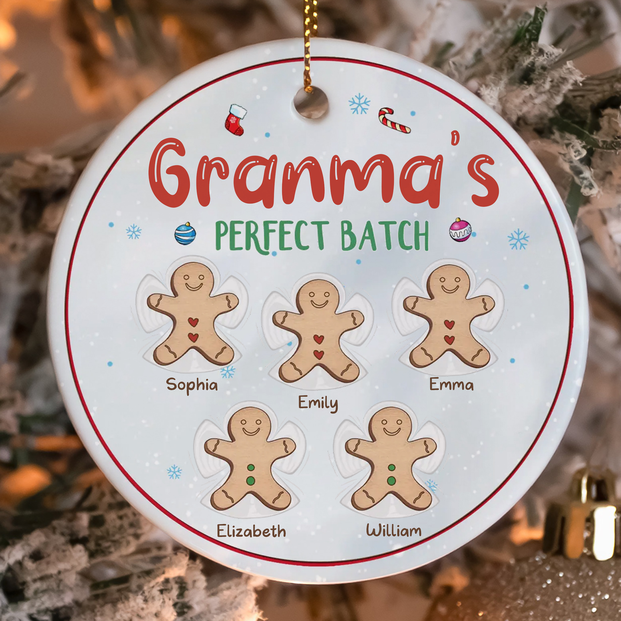 Personalized Grandmas Perfect Batch Ornament  Ceramic Gingerbread Keepsake  Christmas Gift for Grandparents-COR-NGMP0