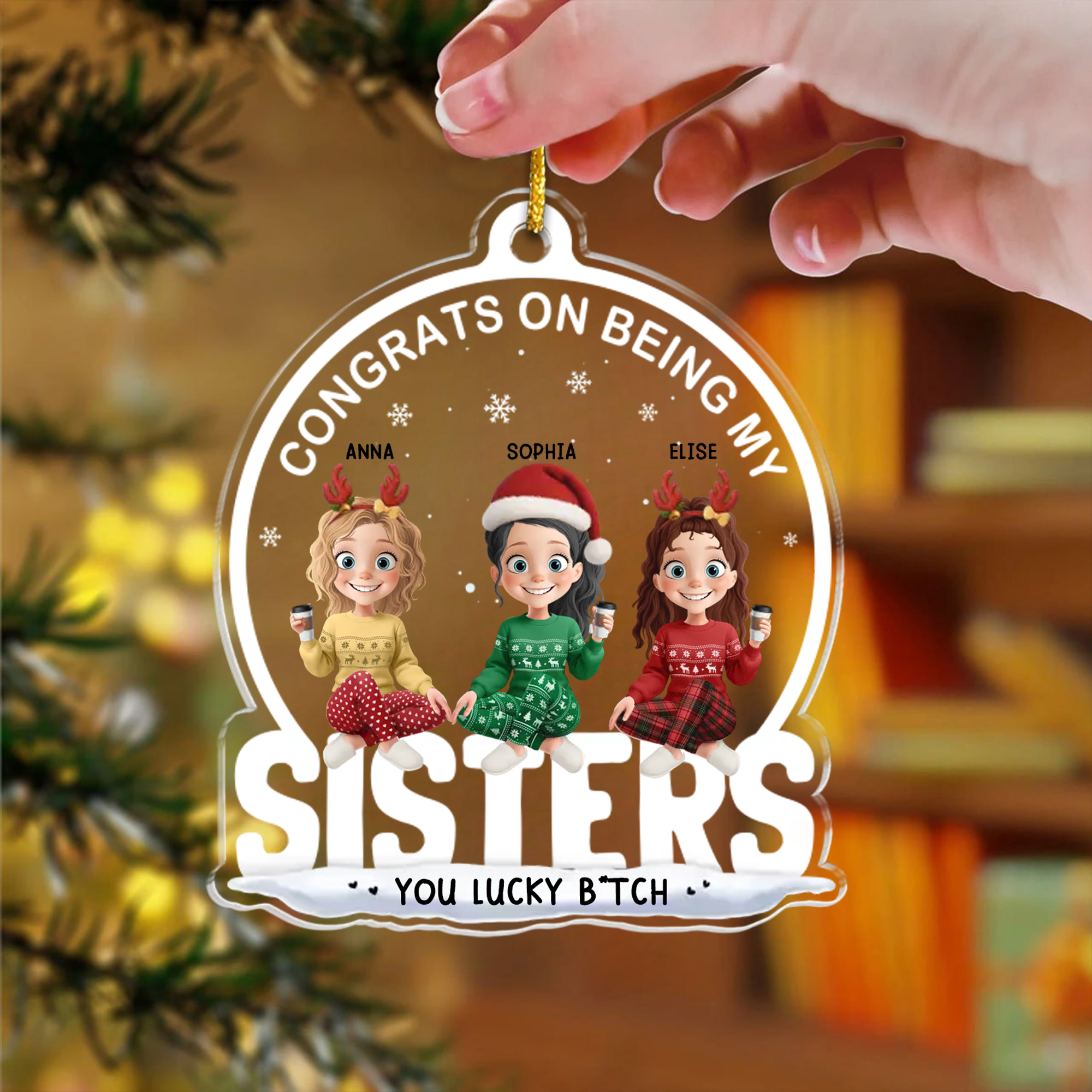 Personalized Sisters Christmas Ornament  Acrylic Congrats on Being My Sisters Holiday Gift for Siblings-ASO-516VU