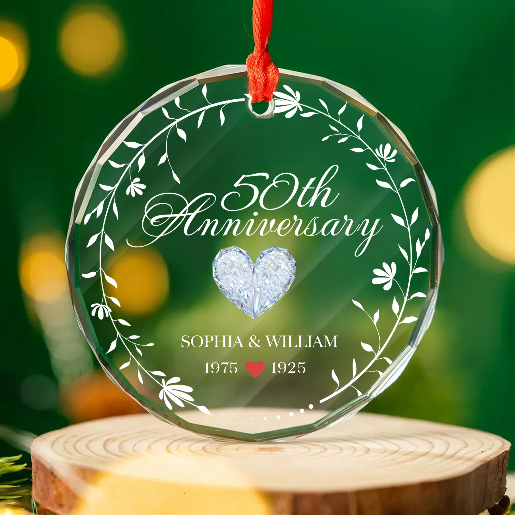 Personalized 50th Anniversary Ornament  Custom Engraved Glass Christmas Gift for Couples 2025-GLO-ABCQH