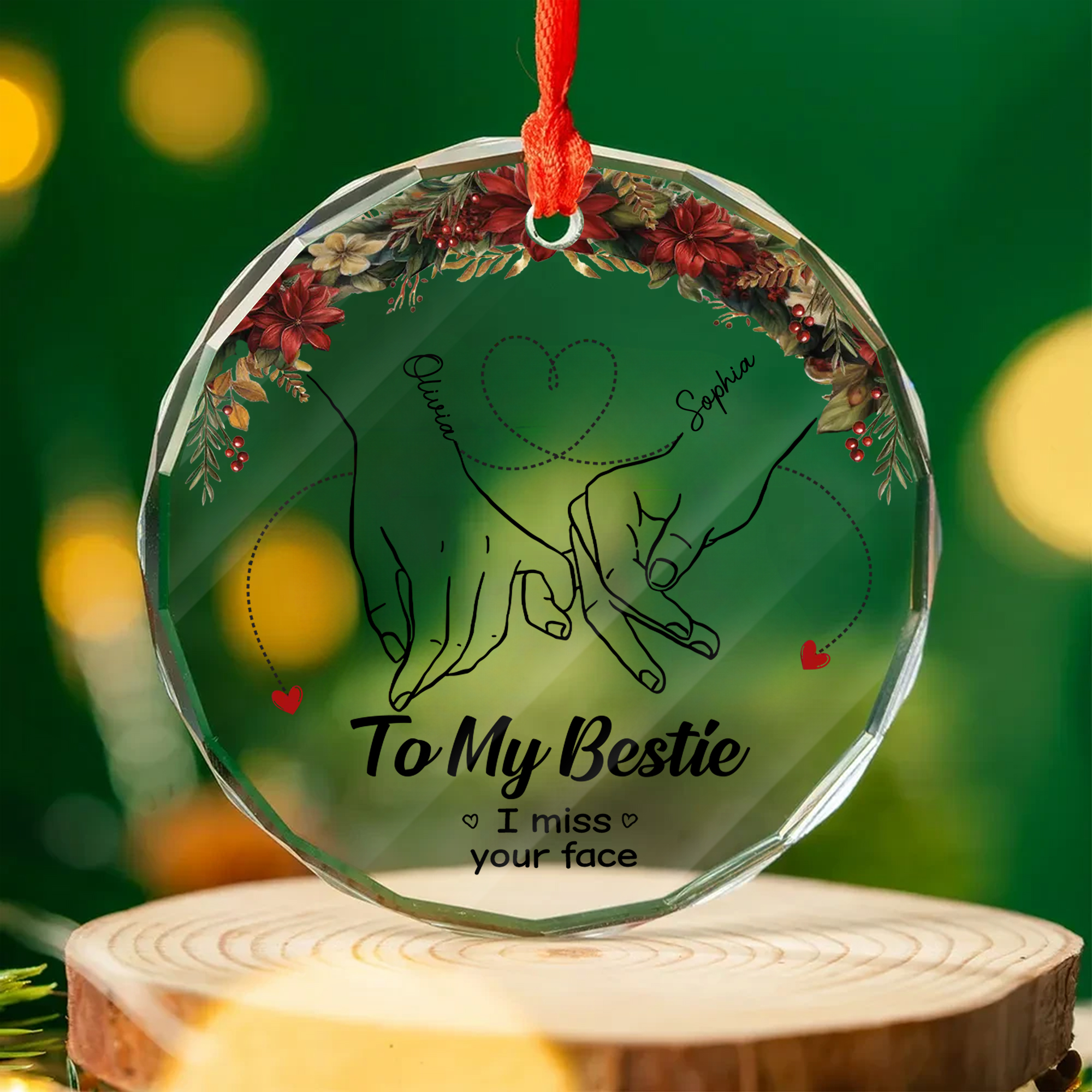 Personalized Best Friend Ornament  Custom Glass I Miss Your Face Keepsake Gift for Besties-GLO-879NX