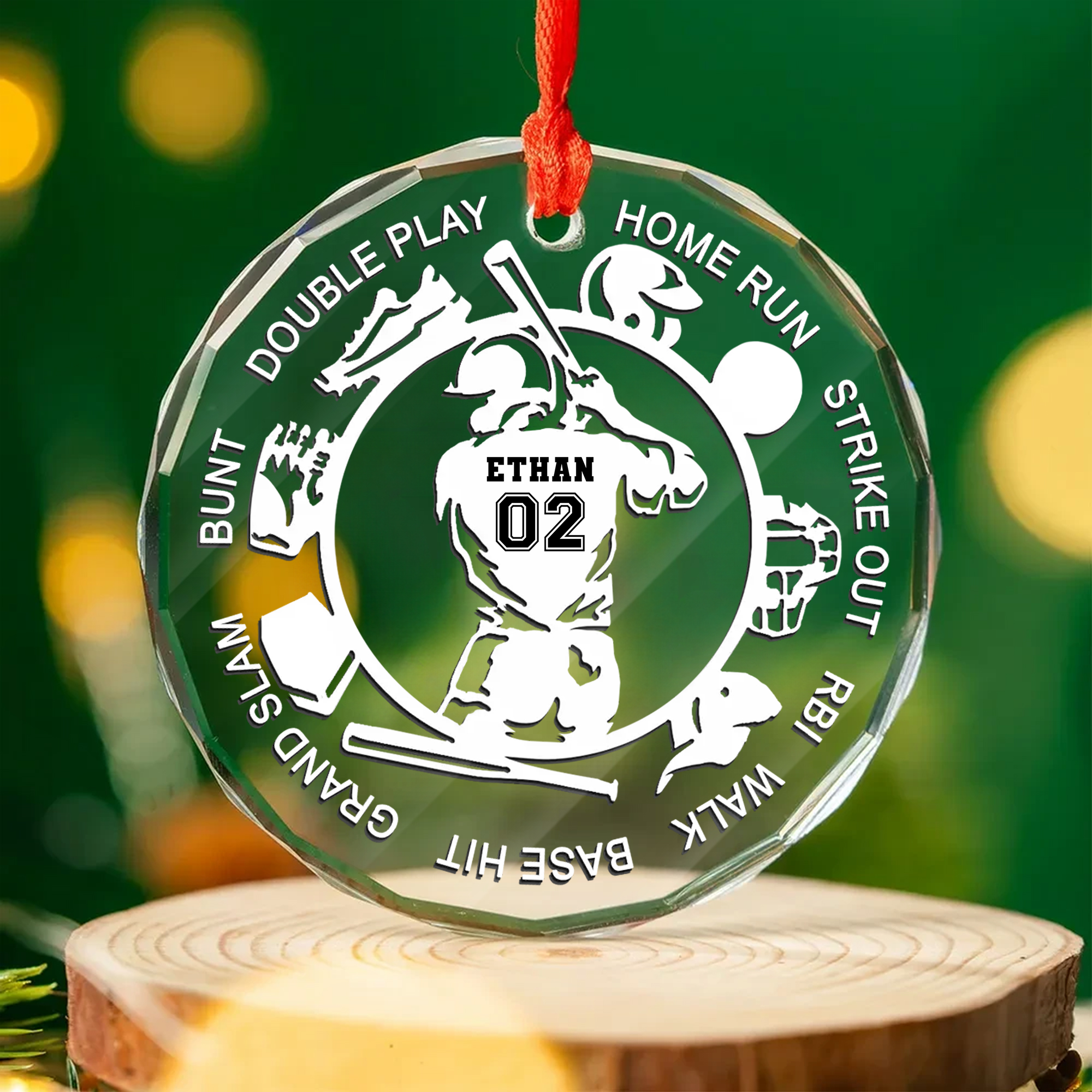 Personalized Baseball Player Ornament  Custom Glass Sports Keepsake Gift for Athletes  Fans-GLO-DCB2O