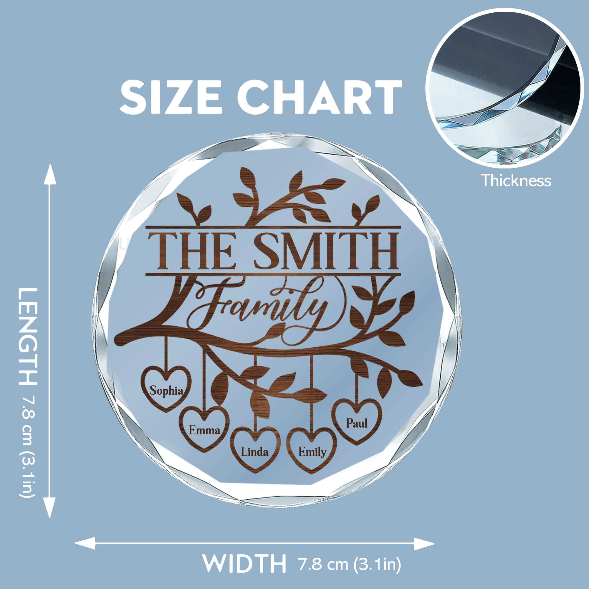 Personalized Family Tree Heart Name Ornament  Acrylic  Wood Style  Christmas Gift for Families-GLO-KXEYD