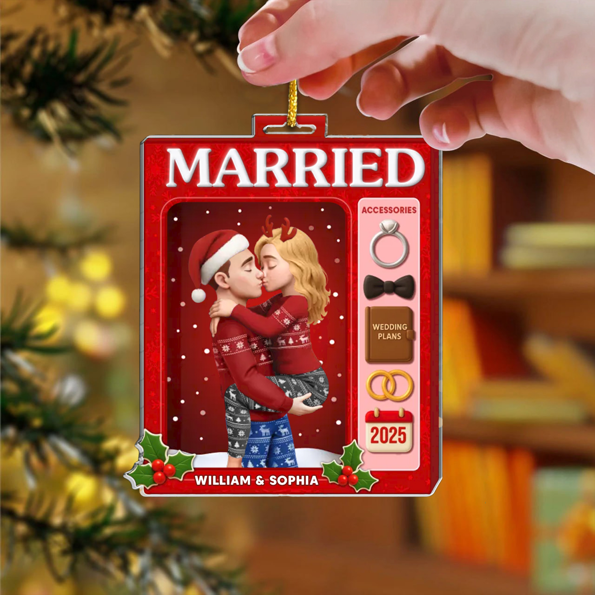 Personalized Married Christmas Ornament with Names First Christmas Acrylic Keepsake Wedding Gift for Couples 2025-ASO-JCLC0