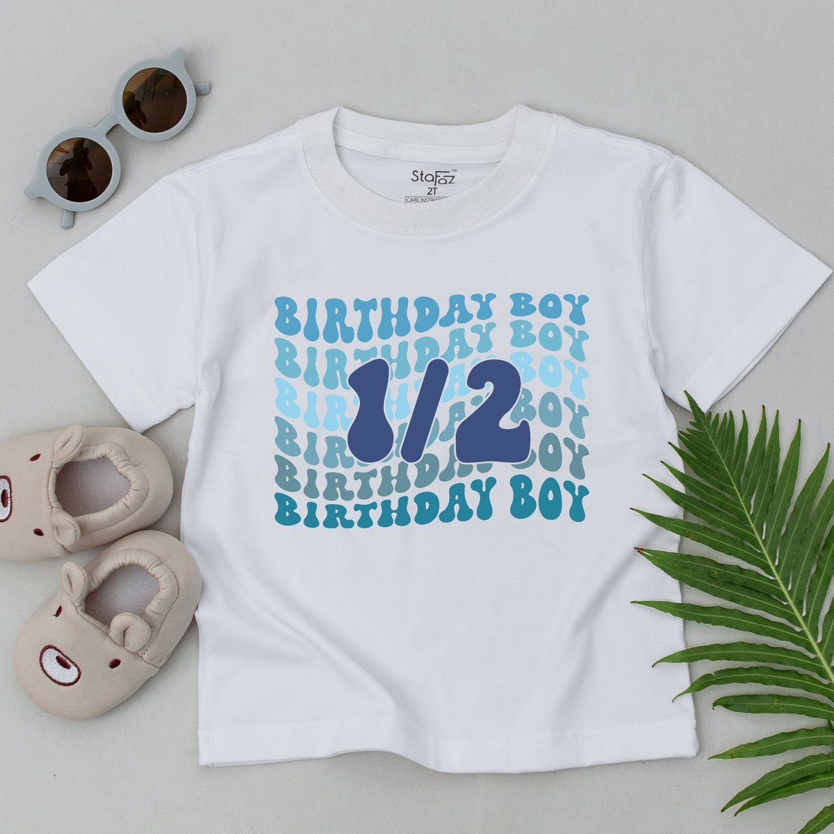 Half Birthday Boy T-Shirt Half Way To One Baby T-Shirt 6 Months Birthday Gift 12 Birthday Outfit Tod