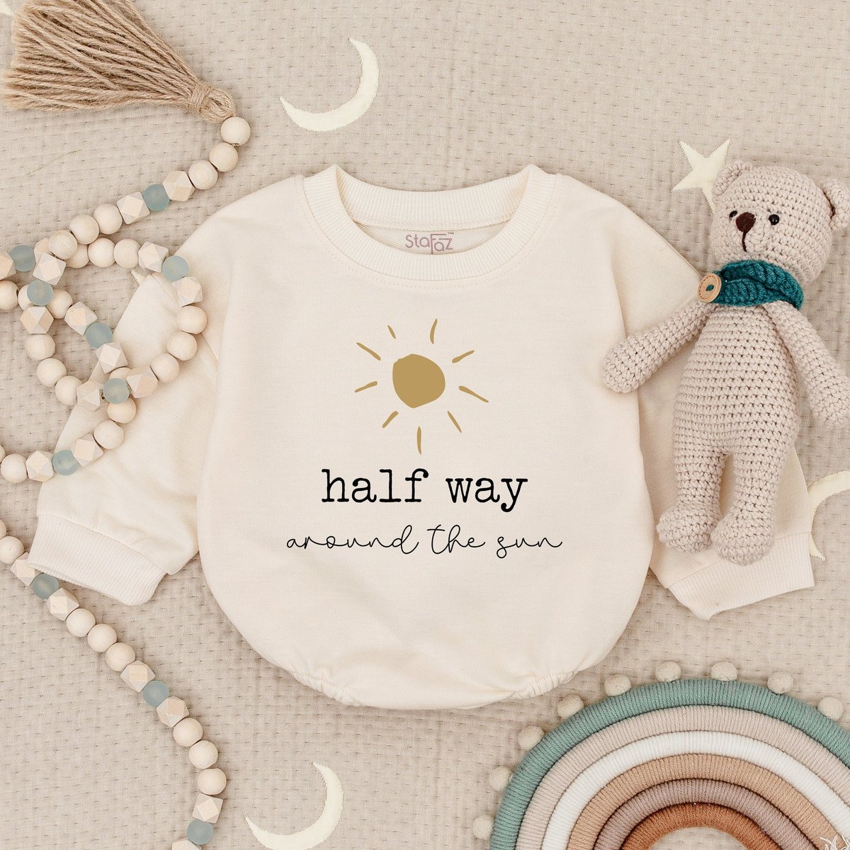 Half Way Around The Sun Birthday Romper Birthday Bodysuit 12 Way To One Birthday Outfit Birthday Gif