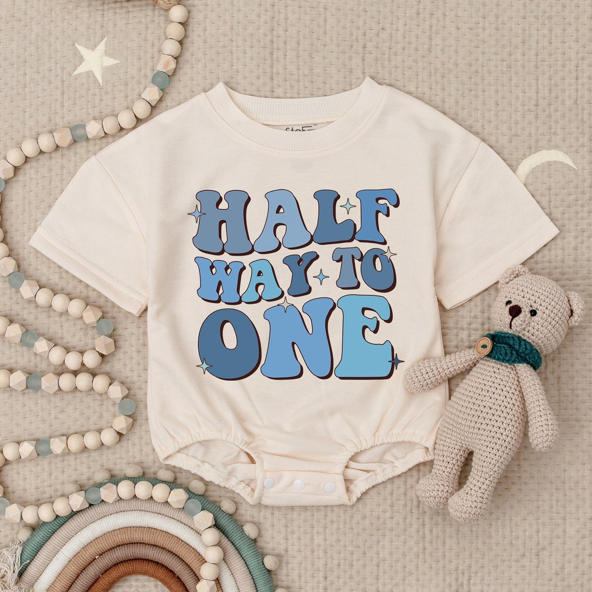 Half Way To One Birthday Baby Romper 12 Way To One Birthday Outfit Birthday Gift For BoyHalf Birthda