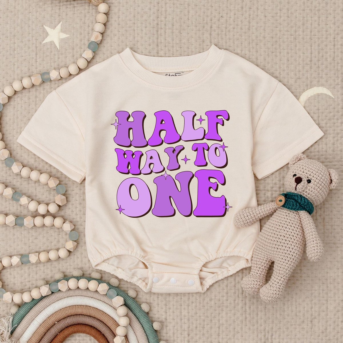 Half Way To One Birthday Baby Romper 12 Birthday Tee 1st Birthday Outfit Baby Shower Gift Baby Smile
