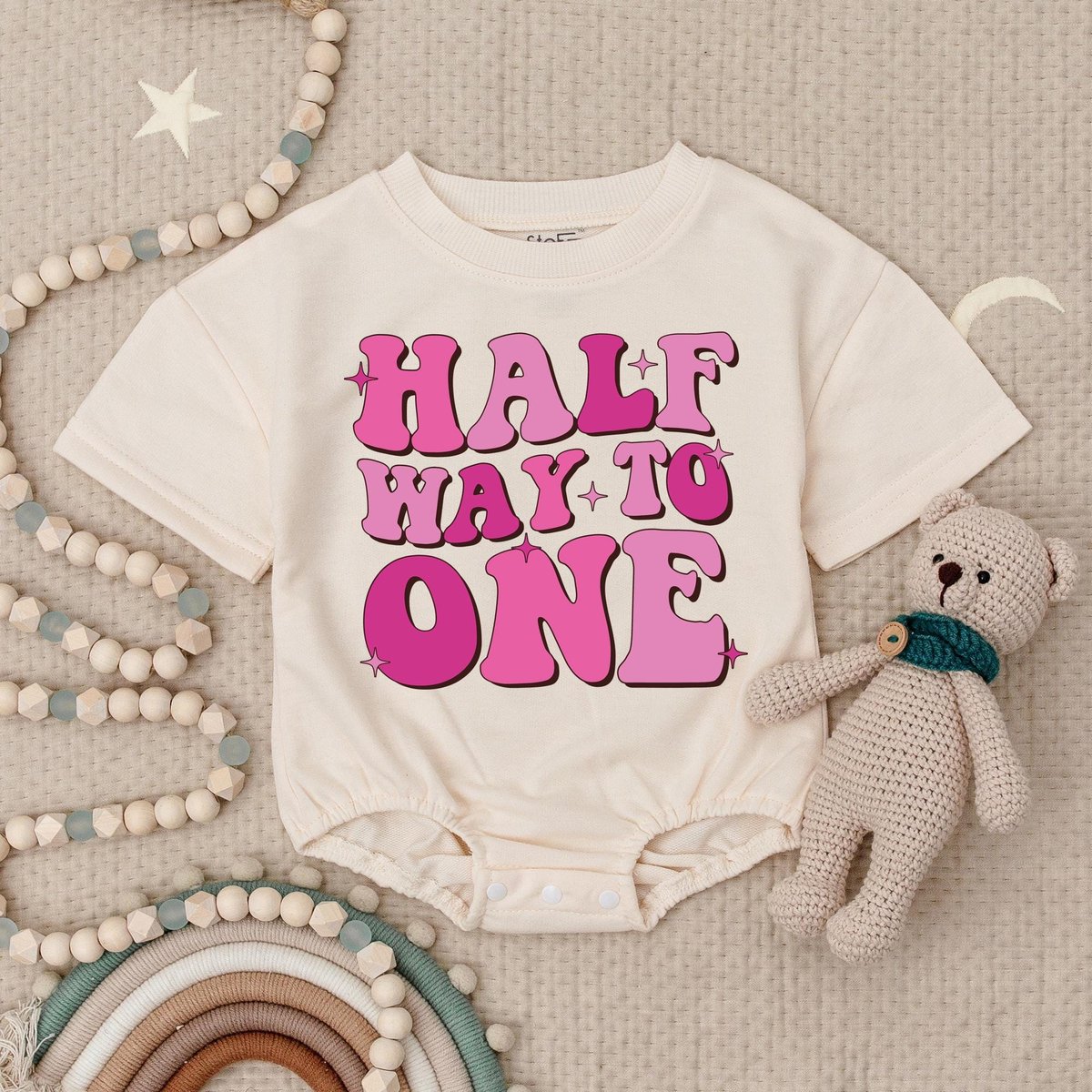 Half Way To One Birthday Girl Romper Birthday Girl Bodysuit 12 Way To One Birthday Outfit Birthday