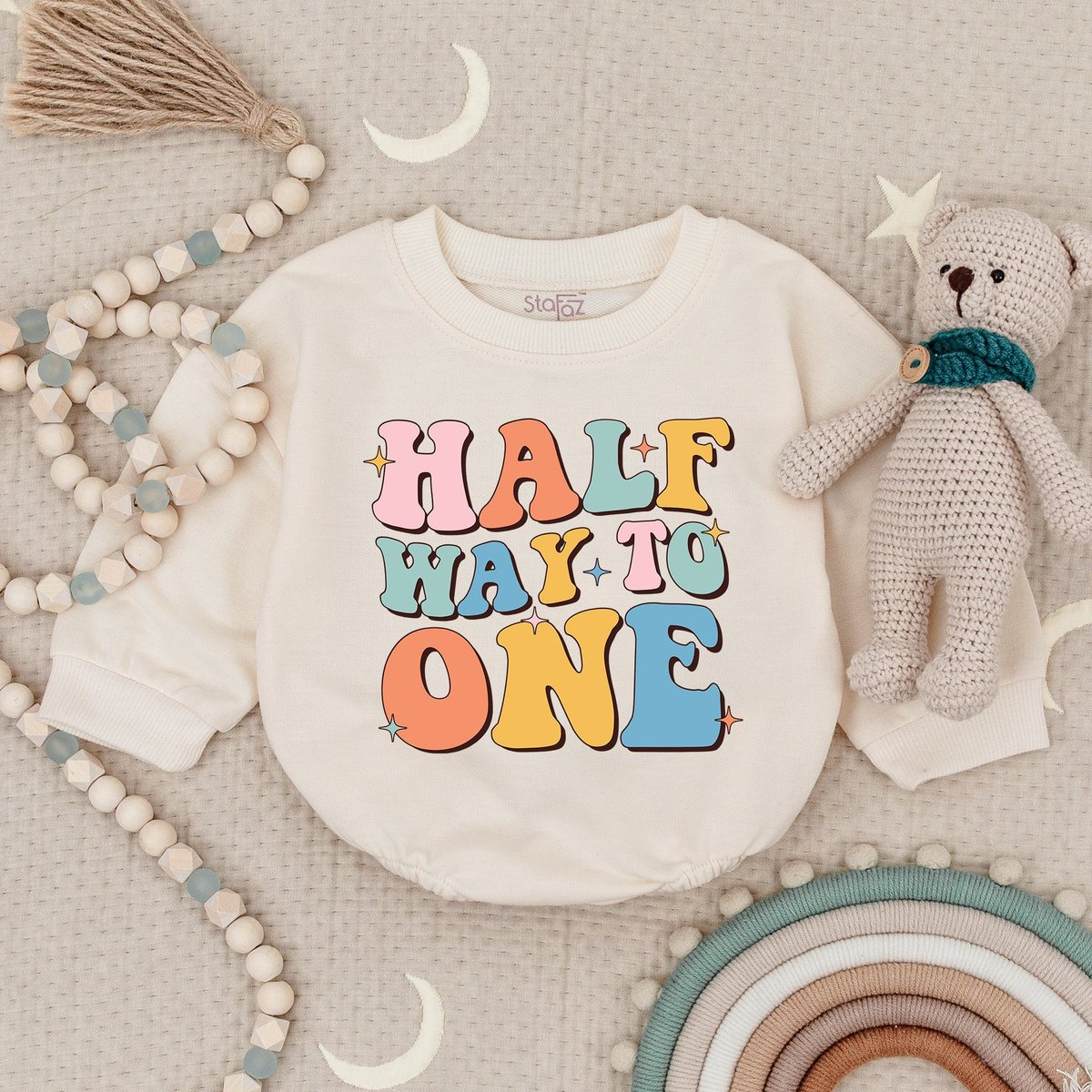 Half Way To One Birthday Romper Birthday Bodysuit 12 Way To One Birthday Outfit Birthday Gift For Gi