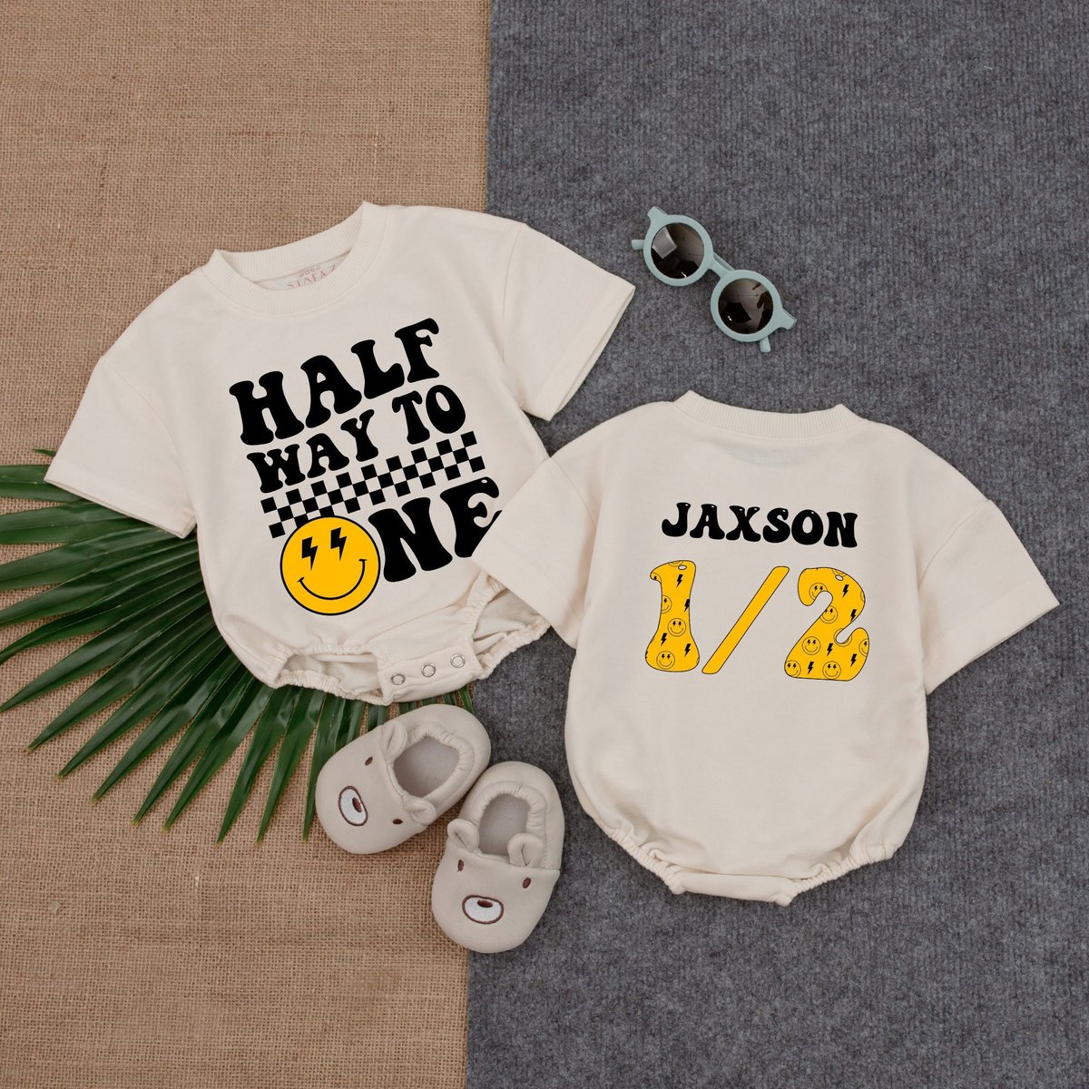 Half Way To One Happy Dude Bubble Romper 12 Birthday Tee 1st Birthday Outfit Baby Shower Gift Baby S 178