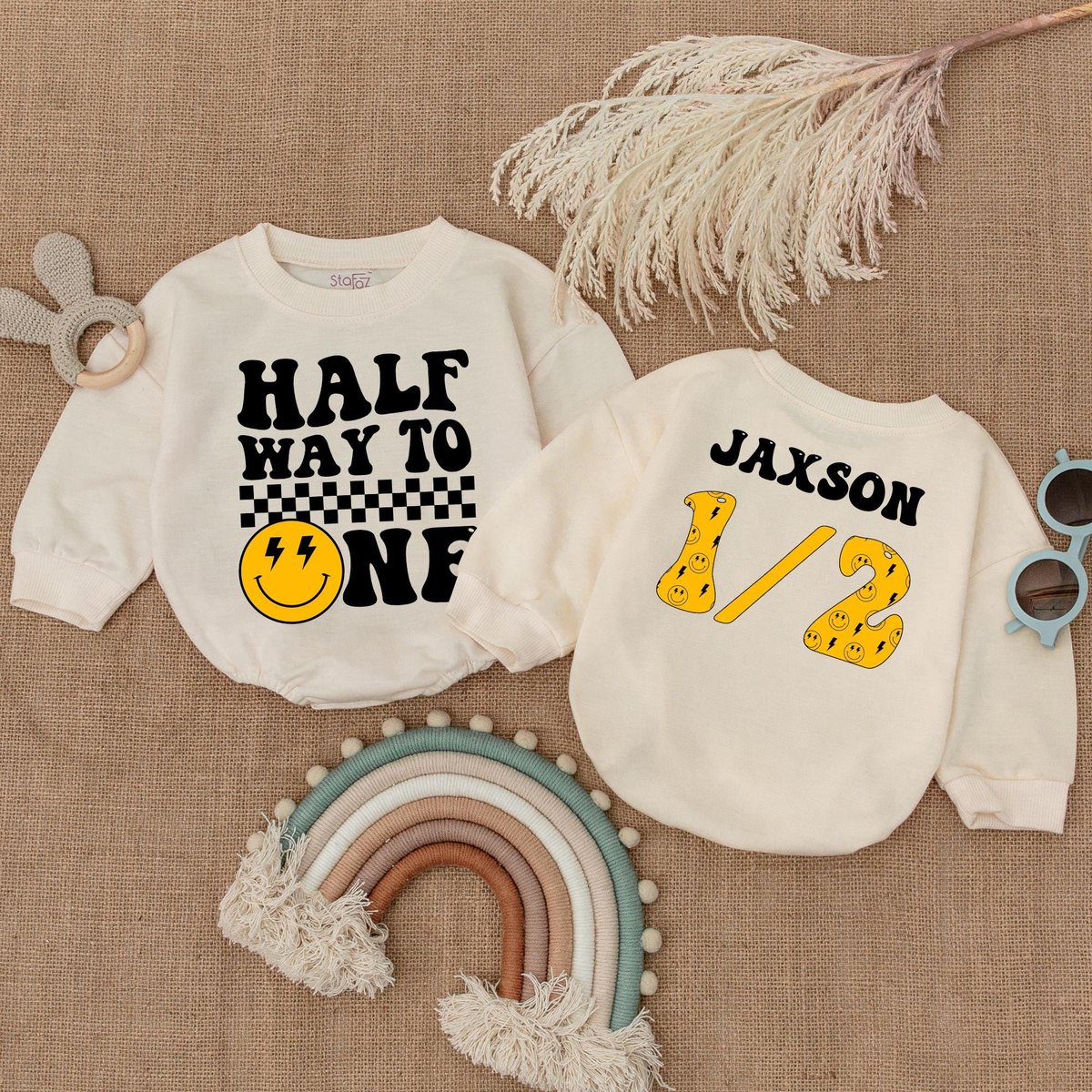 Half Way To One Happy Dude Bubble Romper 12 Birthday Tee 1st Birthday Outfit Baby Shower Gift Baby S 186