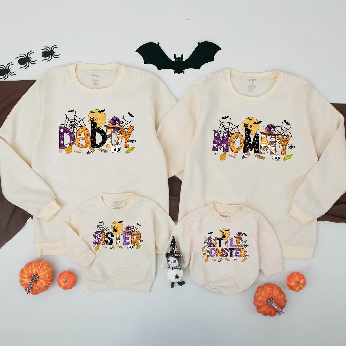 Halloween Family Matching Sweatshirts Little Monster Romper Spooky Family Outfit Custom Halloween Sh 435