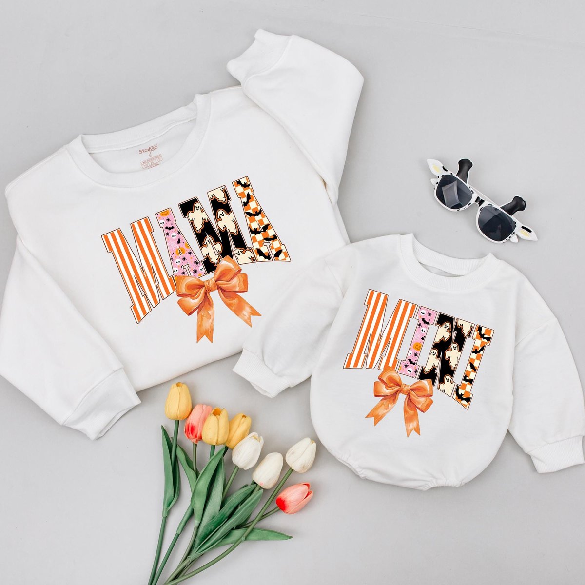 Halloween Mama Mini Bow Matching Shirts Spooky Mama Shirt Matching Halloween Tees Family Halloween S 435