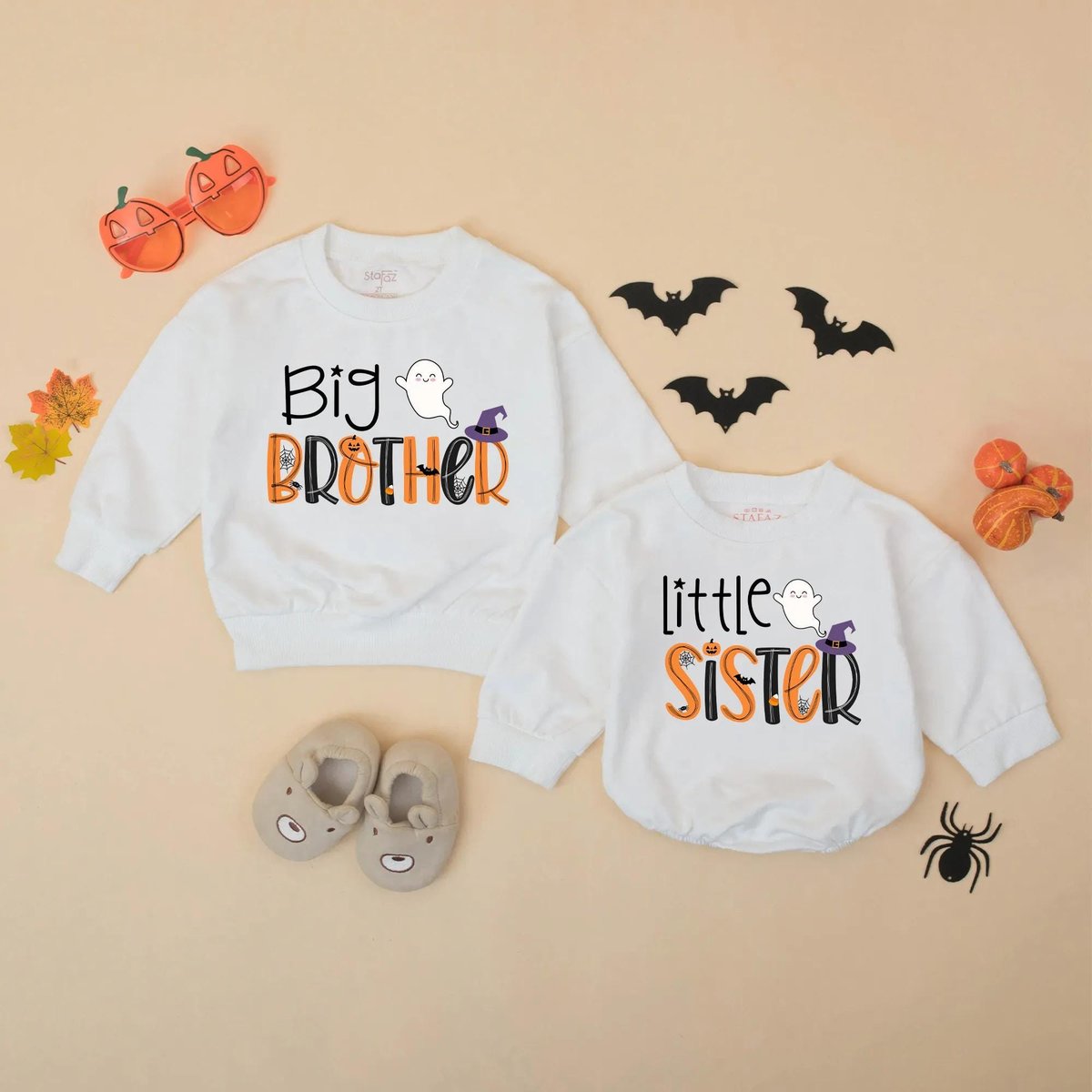 Halloween Sister Brother Matching Sweathirts Boy Girl Halloween Outfit Matching Sibling Sweatshirt a 436