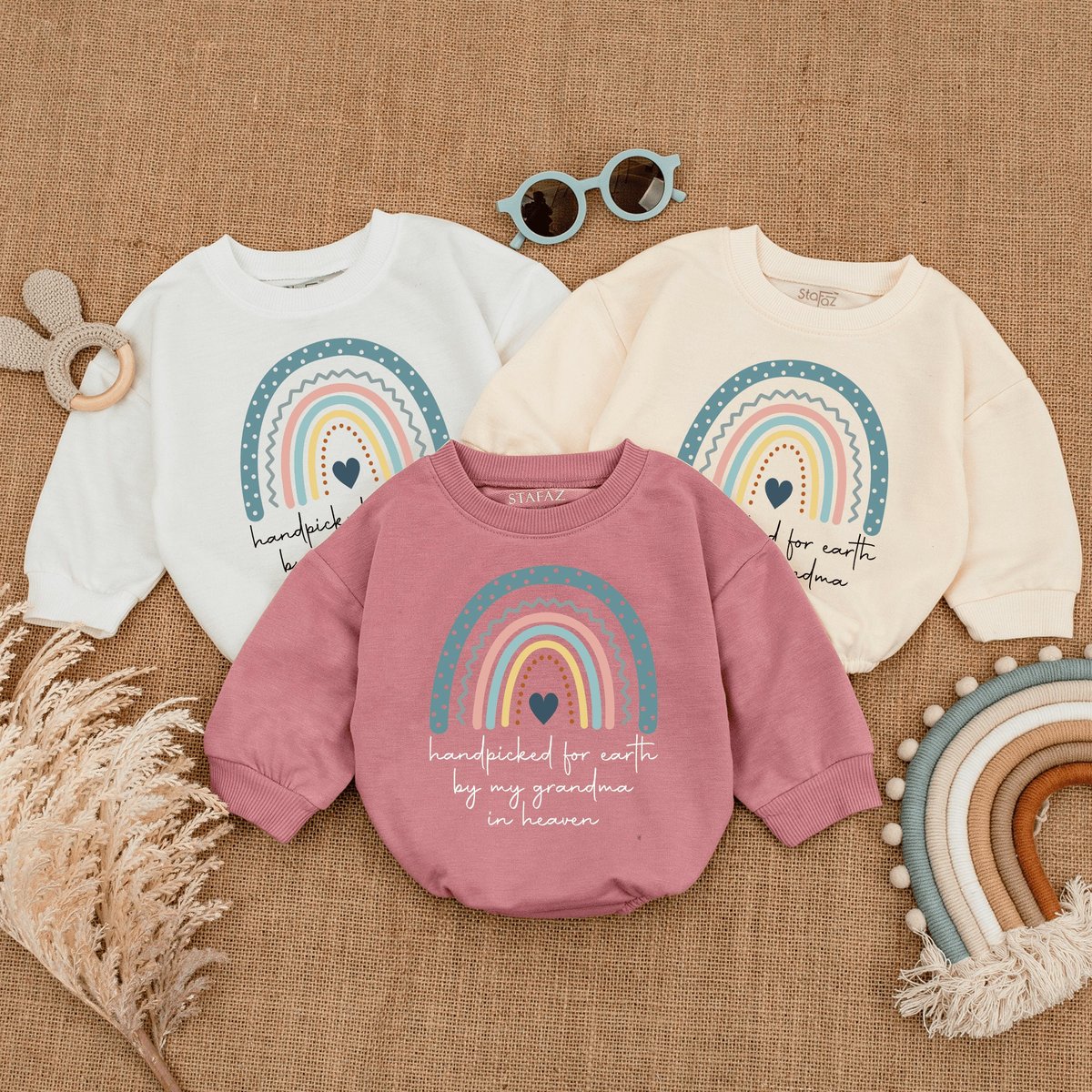 Hand Picked for Earth by my Grandma in Heaven Romper Baby Shower Gift Baby Romper Baby Custom name o 167