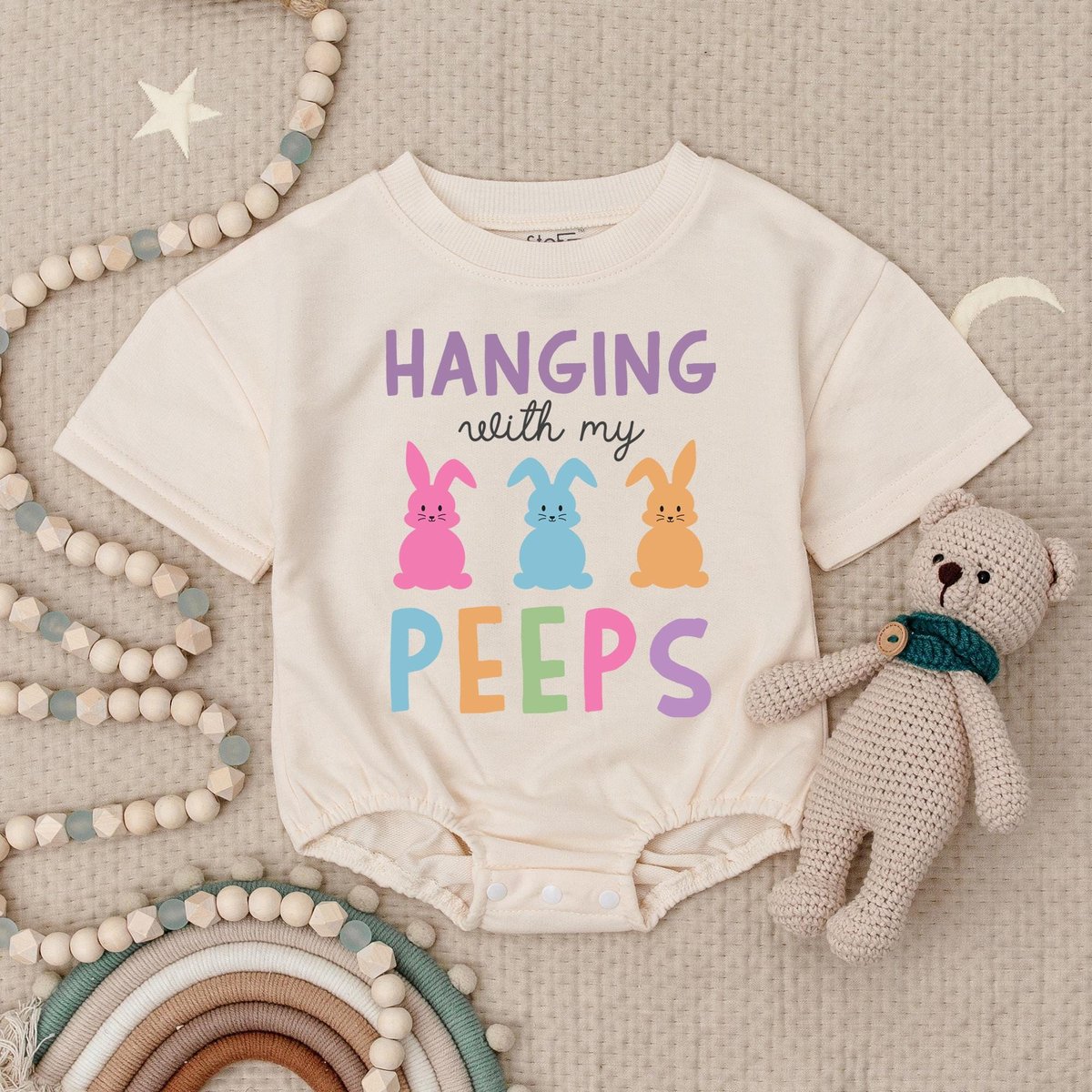 Hanging With My Peeps Baby Romper Easter Bunny Baby Bodysuit Cute Bunny Easter Baby Clothes Newborn