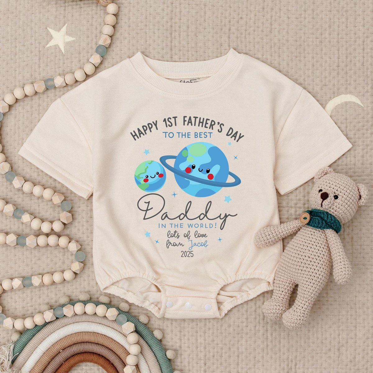 Happy 1st Father's Day To The Best Daddy In The World Baby Romper First Father's Day Baby First Fa