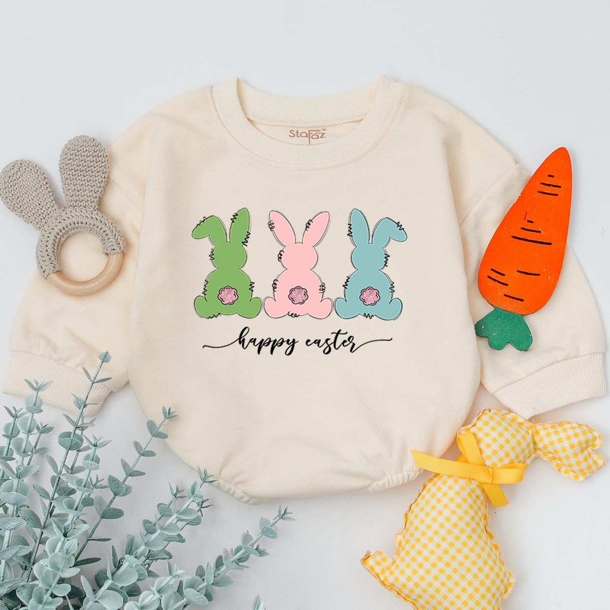 Happy Easter Baby Romper Bunny Baby Sleepsuit Easter Day Baby Gift Easter Baby Bodysuit Baby Shower 168