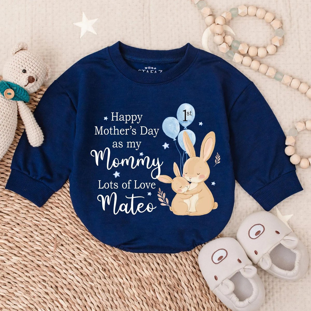 Happy First Mother's Day Bubble Romper Newborn Clothing Love My Mom Outfit New Mom Gift Cute Baby B