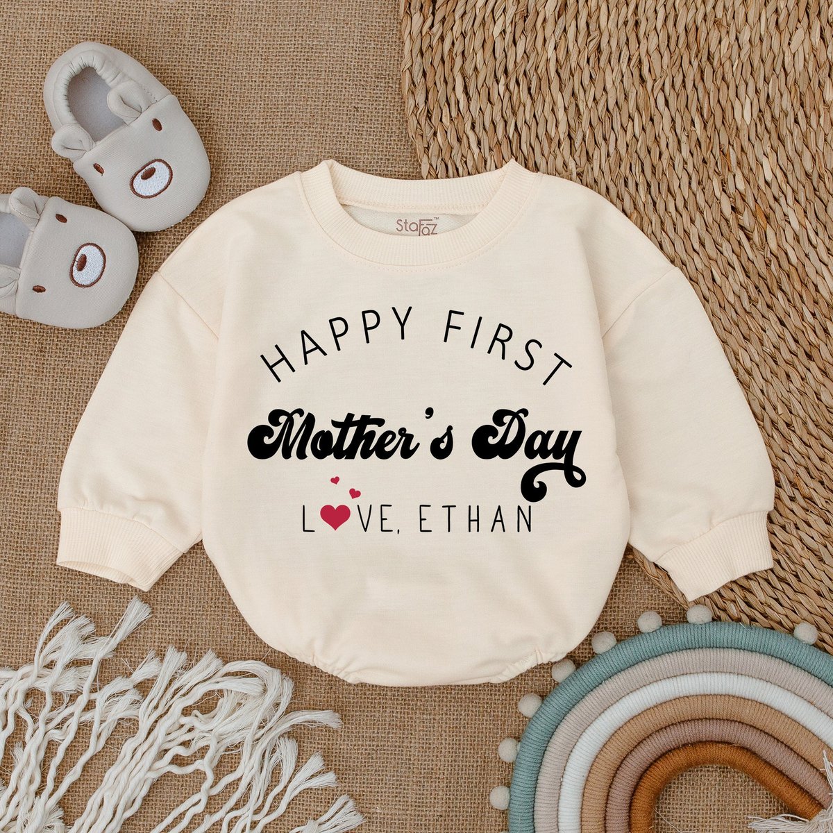 Happy First Mothers Day Baby Romper Personalized First Mothers Day Bodysuit Mother's Day Outfit