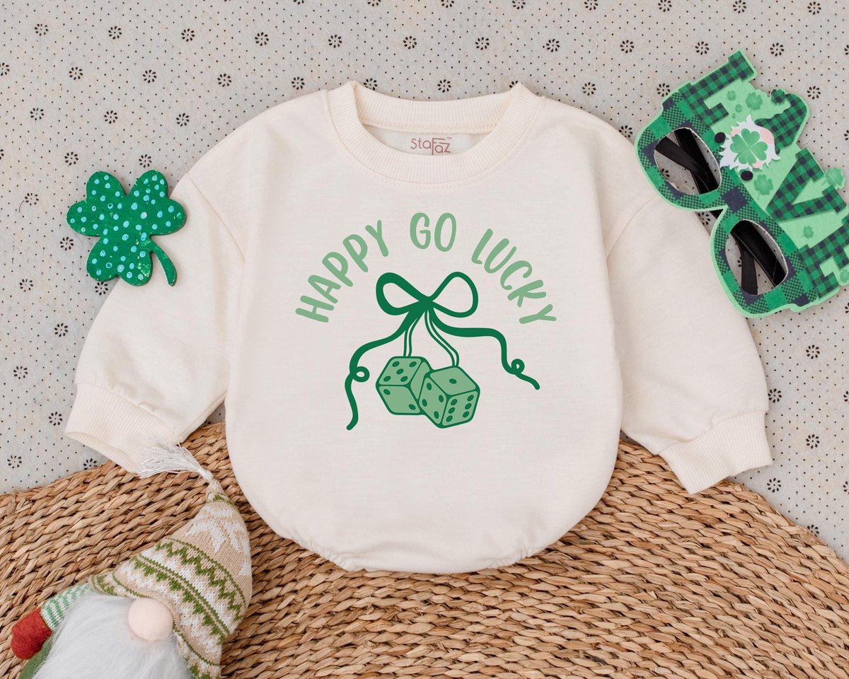 Happy Go Lucky My 1st St Patrick's Day Outfits Cute Clover Patrick Baby Bodysuit Baby Boys Girls Cl