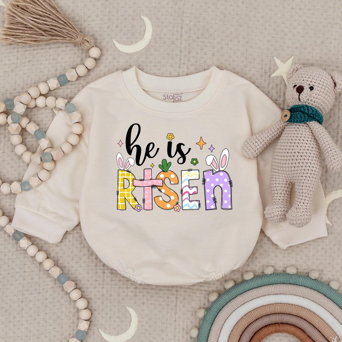 He Is Risen Baby Romper Christian religious 1st Easter Day Baby Outfit Christian Easter Baby Bodysui