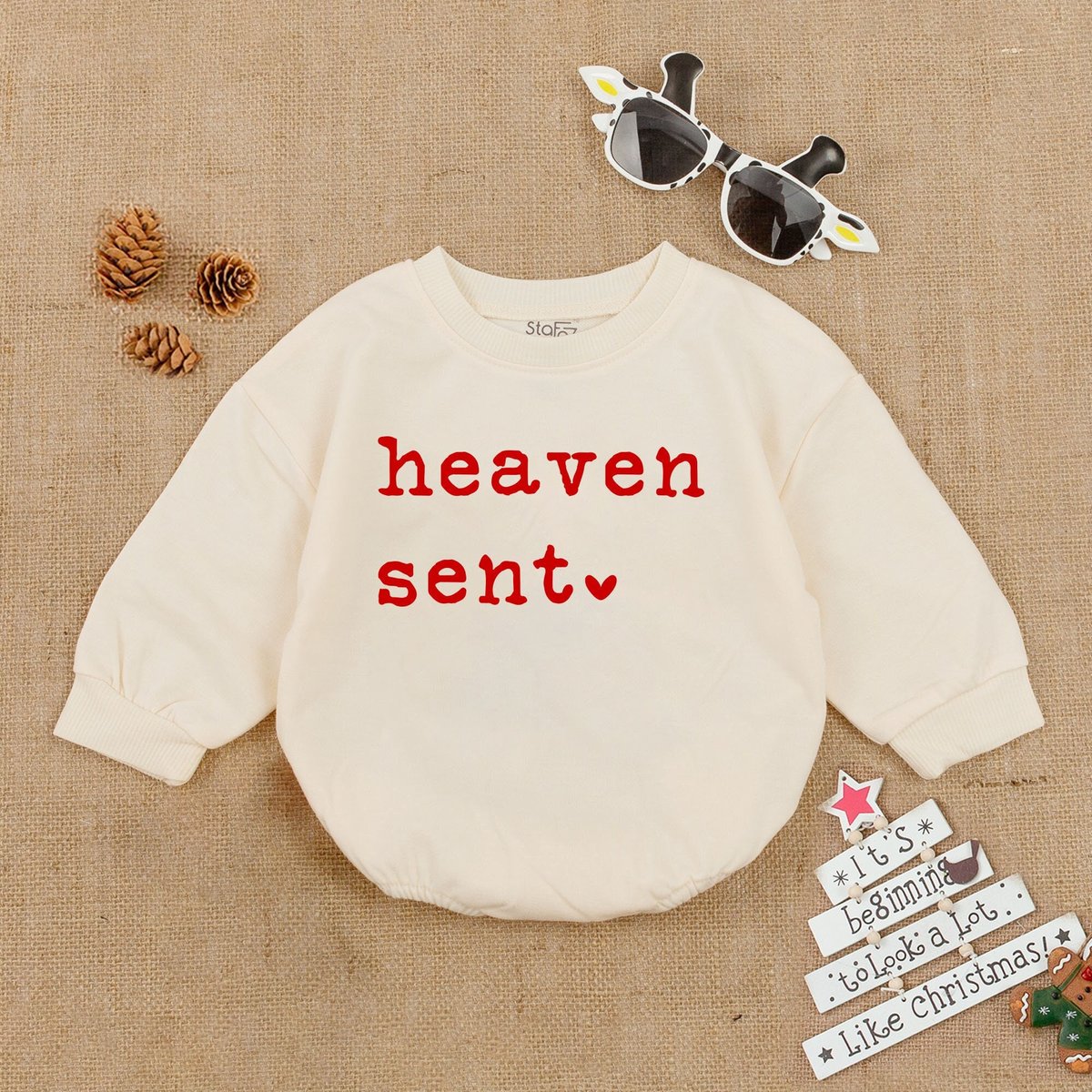 Heaven Sent Baby Christmas Romper. First Christmas Baby. Christmas Bodysuit. Christmas Baby. Newborn