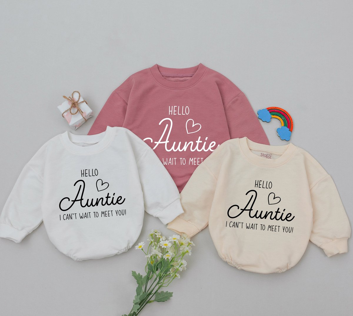 Hello Auntie Baby Romper Mother's Day Gift Newborn for Girls Boys New Baby Gifts New Auntie Romper