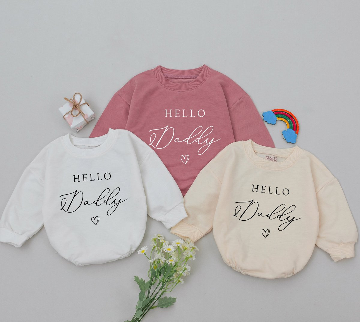 Hello Daddy Baby Romper Father's Day Gift Newborn for Girls Boys New Baby Gifts Surprise to Husband