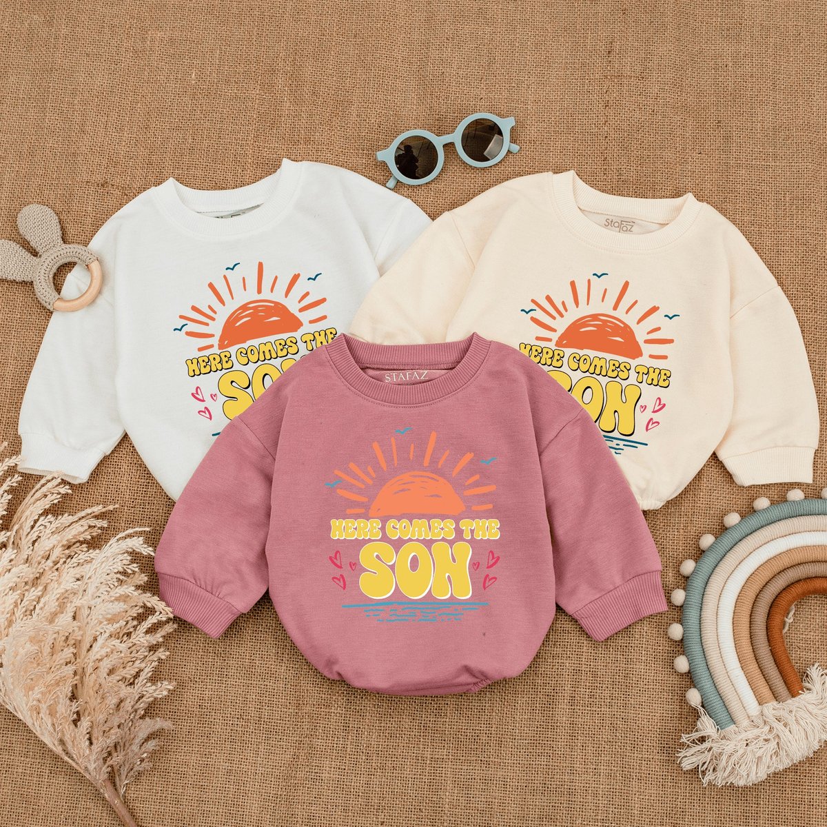 Here Come The Son Baby Romper Cute Auntie Baby Clothes Infant Bodysuit Newborn Bodysuit Cute Natural 165